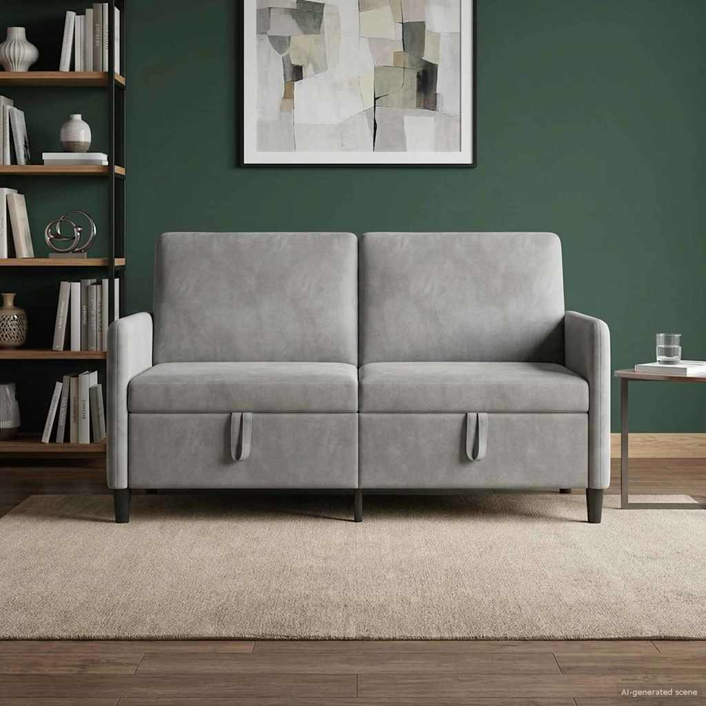 Sofa avec rangement Gris clair 152 x 78 x 87 cm Polyester - XIOS