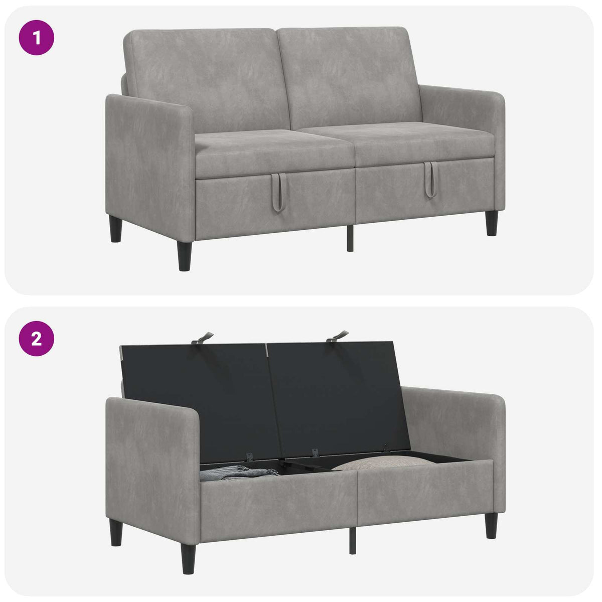 Sofa avec rangement Gris clair 152 x 78 x 87 cm Polyester - XIOS