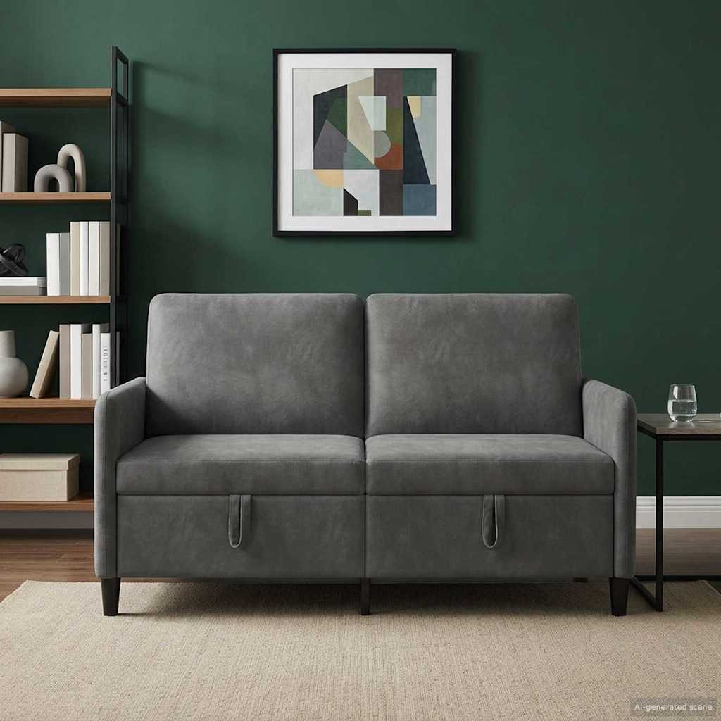 Sofa avec rangement Gris foncé 152 x 78 x 87 cm Polyester