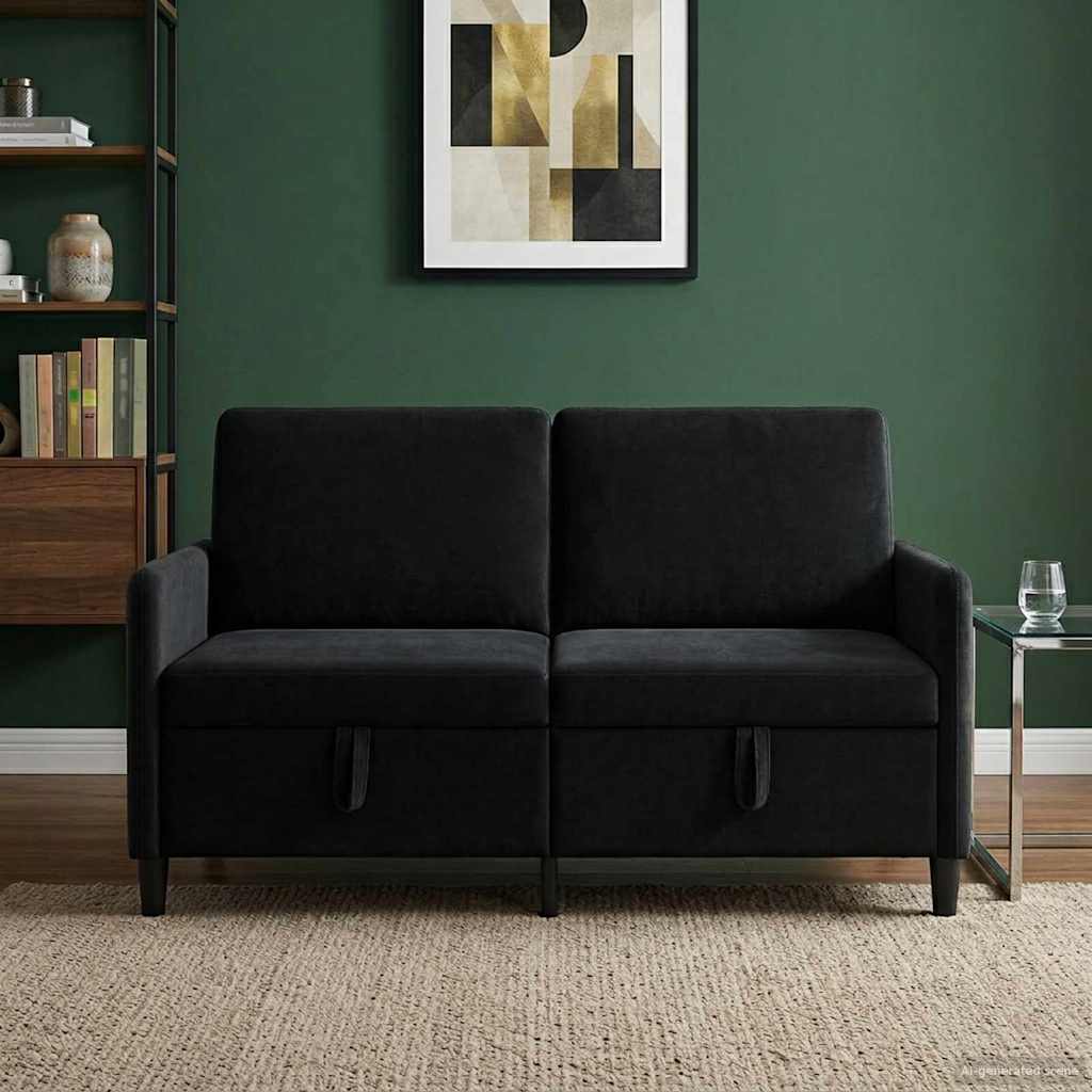 Sofa avec rangement Noir 152 x 78 x 87 cm Polyester