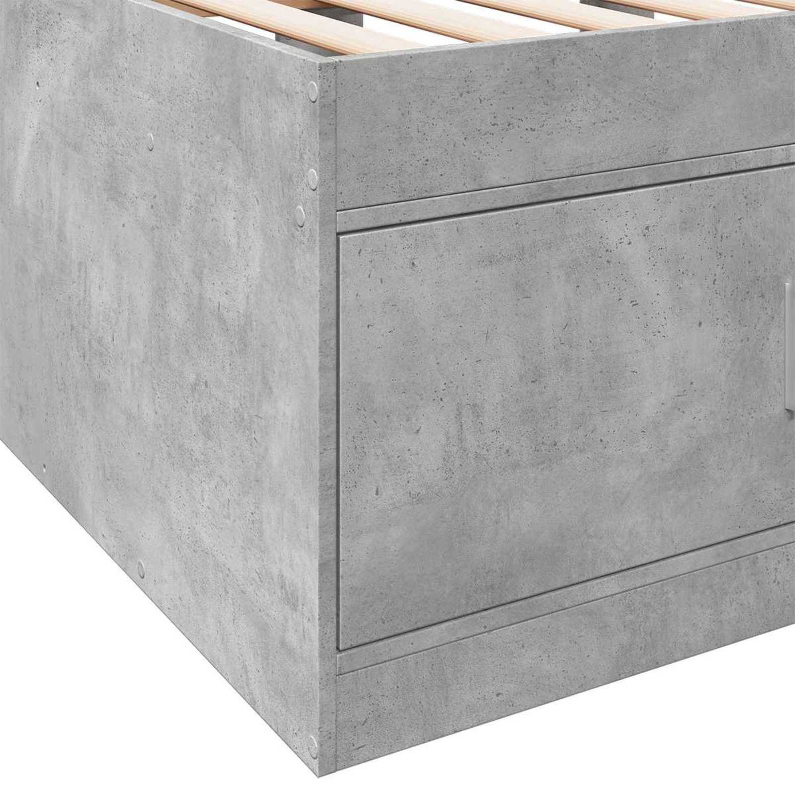 Cadre de lit avec rangement avec tiroir Gris béton 80 x 200 cm - XIOS
