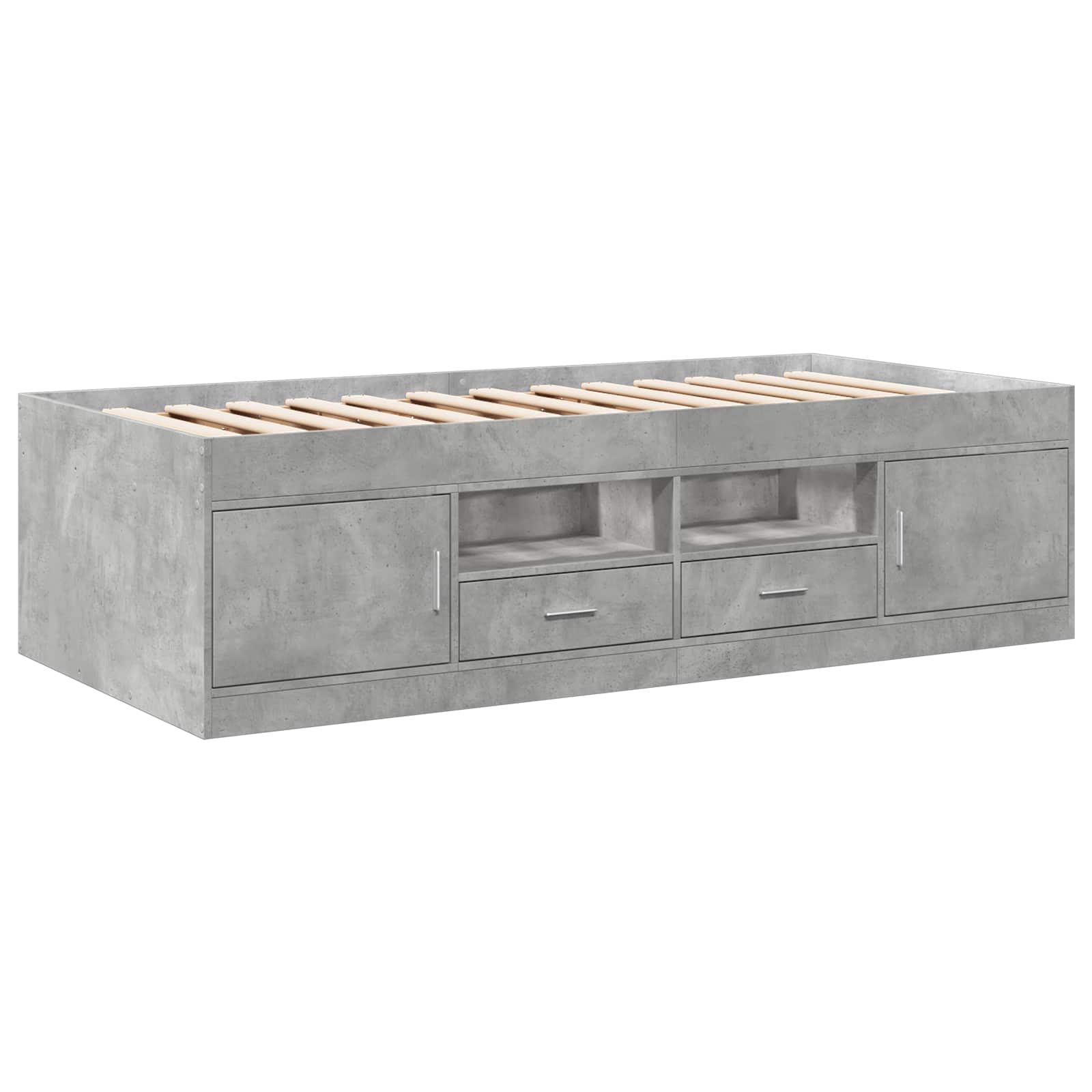 Cadre de lit avec rangement avec tiroir Gris béton 80 x 200 cm - XIOS