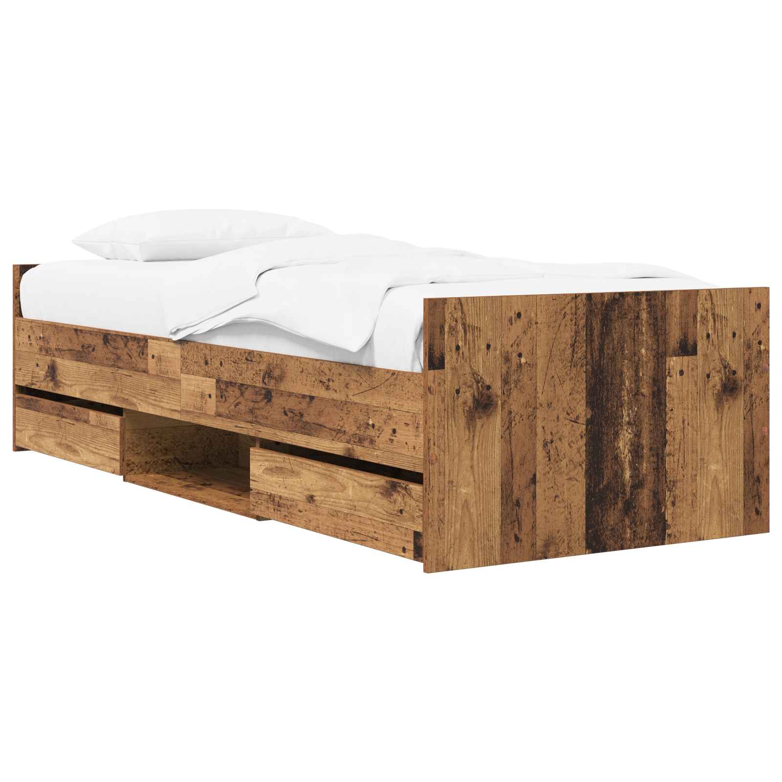 Cadre de lit avec tiroir Bois ancien Bois d'ingénierie - XIOS