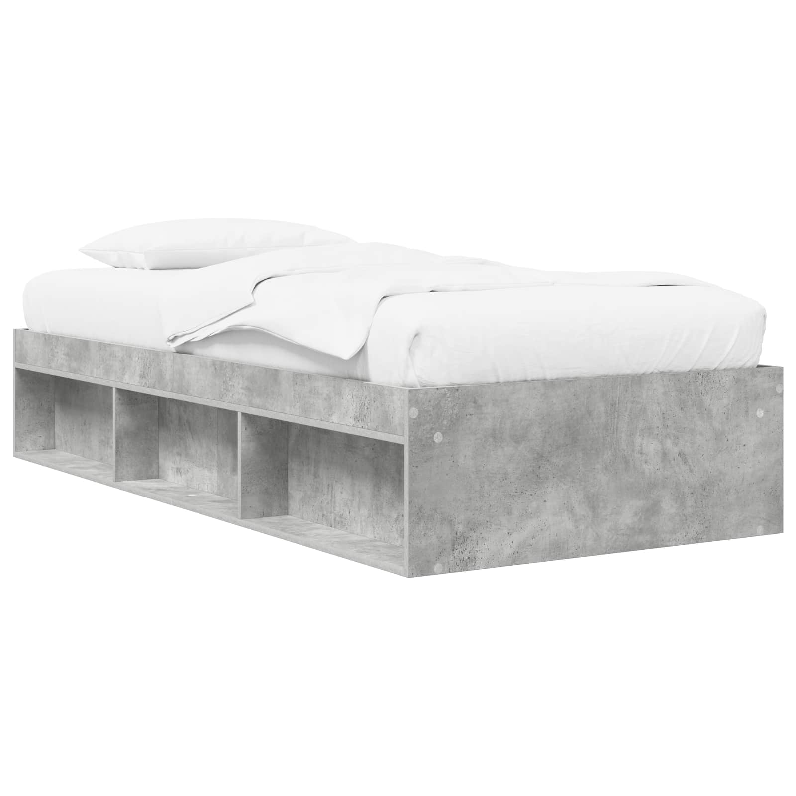 Cadre de lit avec rangement avec étagère Gris béton 80 x 200 cm