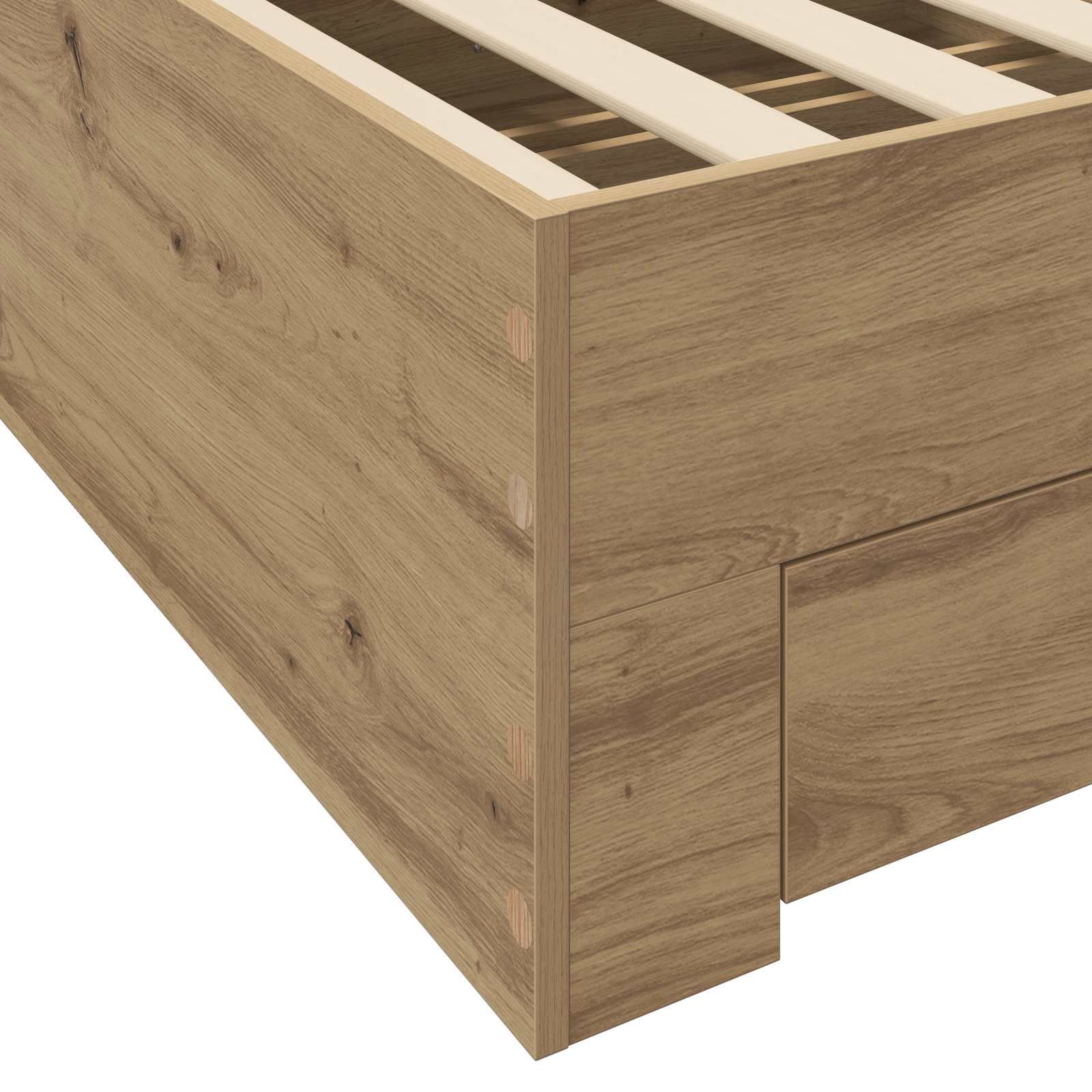 Cadre de lit avec tiroir Chêne artisanal Bois d'ingénierie