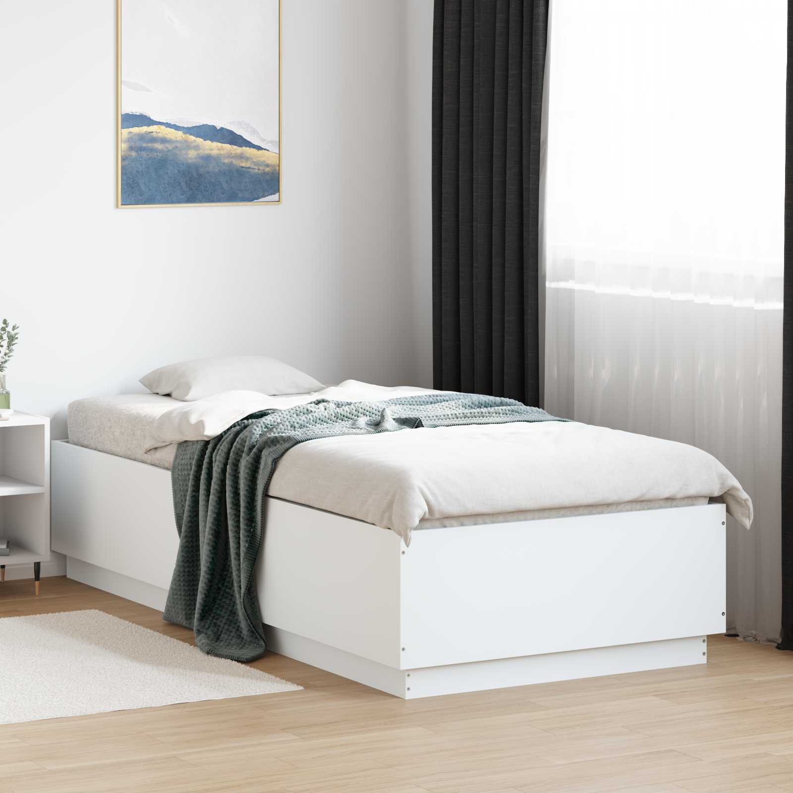 Cadre de lit avec LED Blanc 80 x 200 cm Bois d'ingénierie