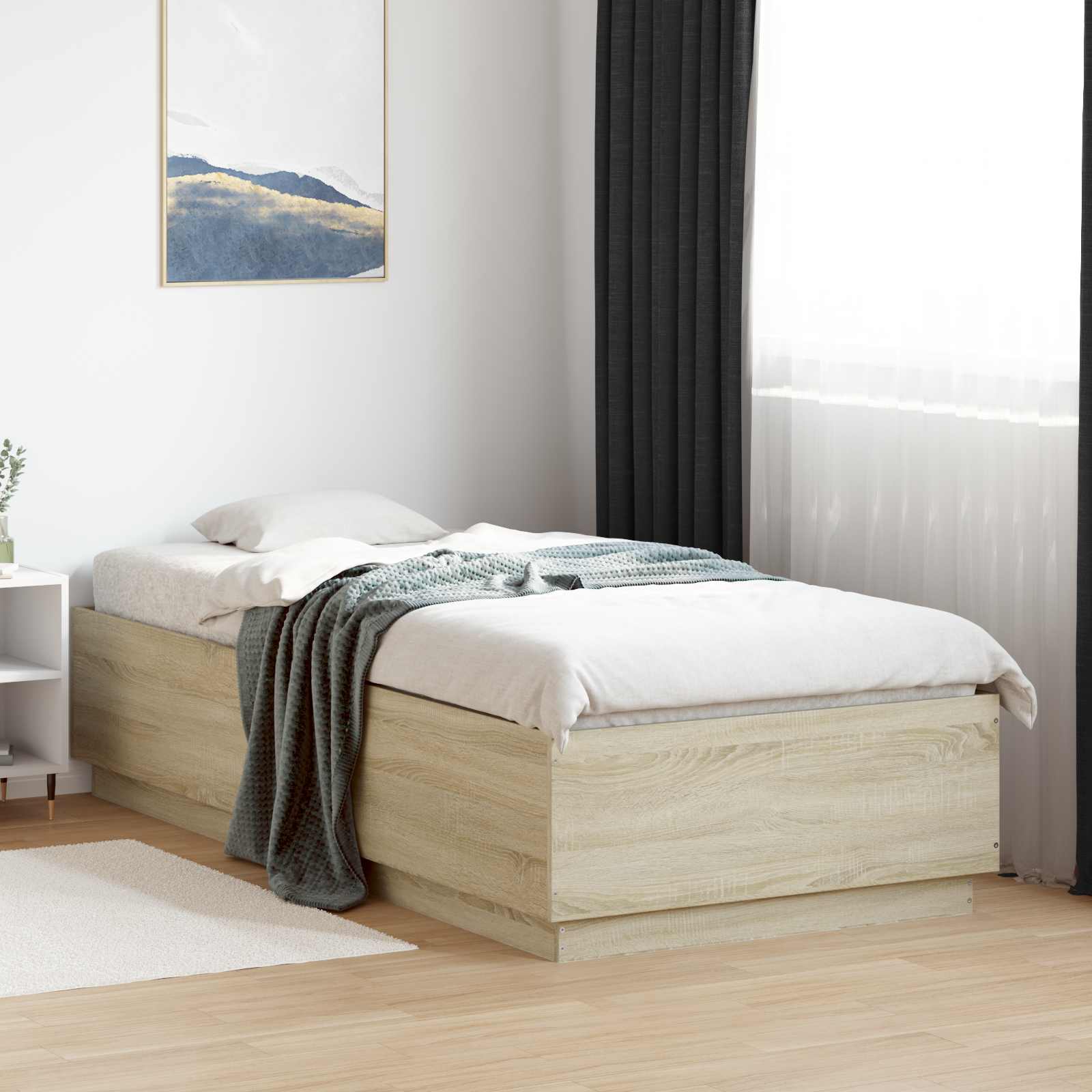 Cadre de lit avec LED avec bandes LED Chêne Sonoma 80 x 200 cm