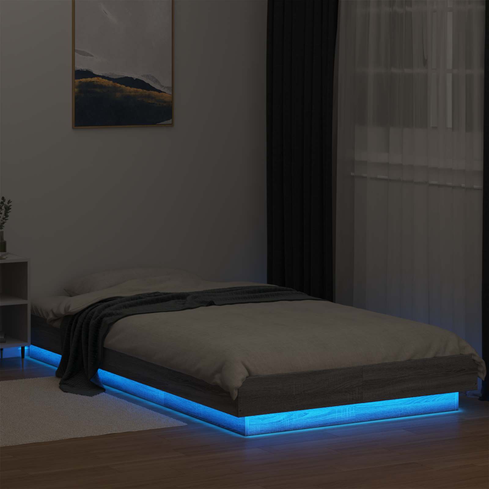 Cadre de lit avec LED Sonoma gris 80 x 200 cm Bois d'ingénierie - XIOS