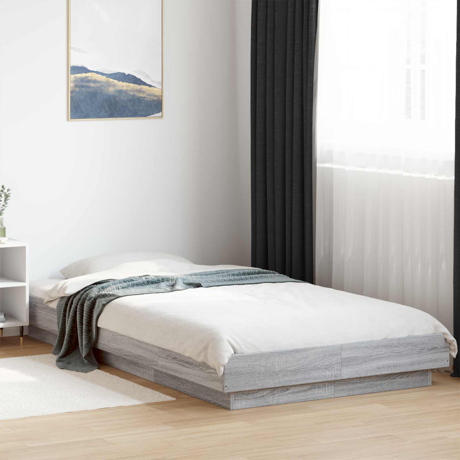 Cadre de lit avec LED Sonoma gris 80 x 200 cm Bois d'ingénierie - XIOS