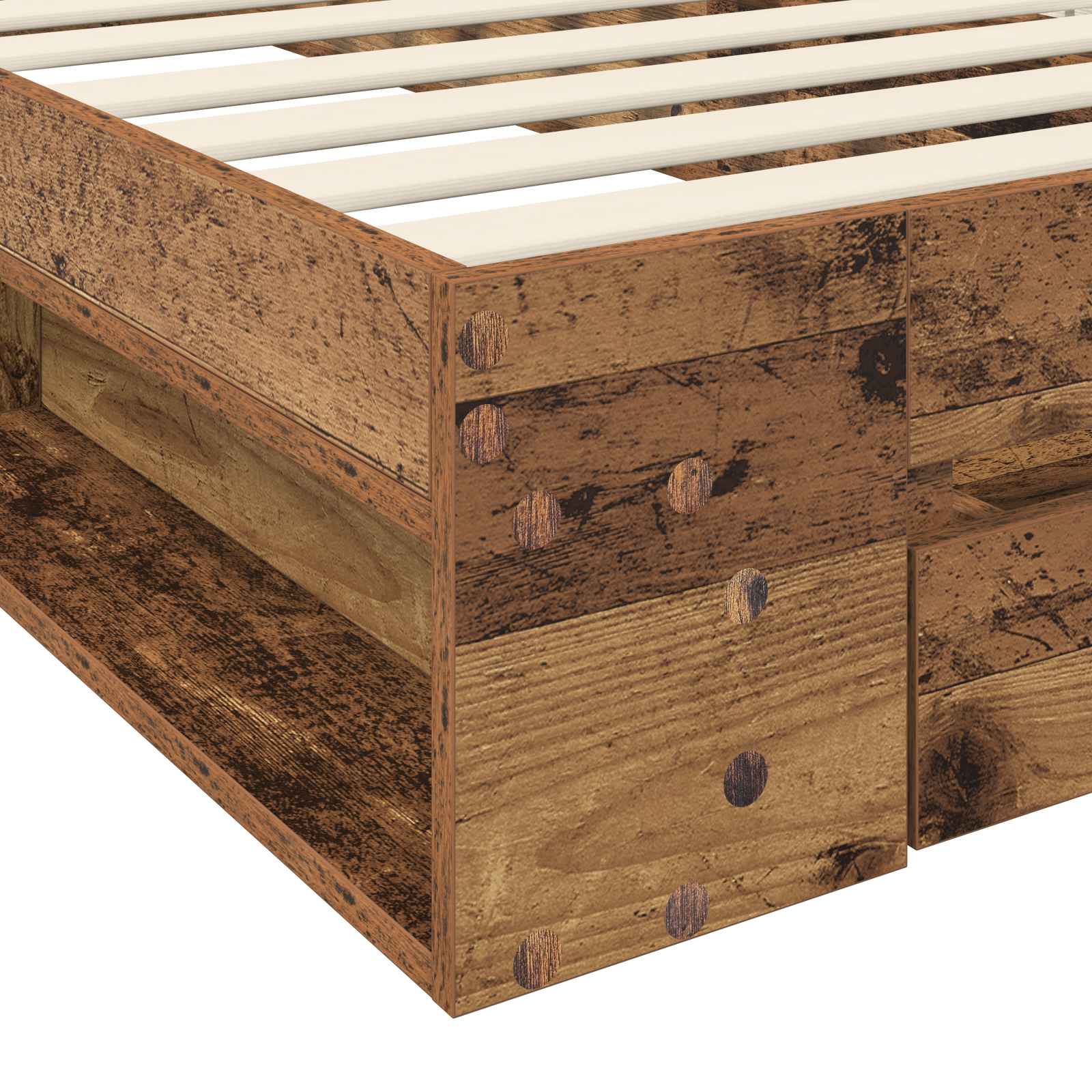Cadre de lit avec rangement avec tiroir Bois ancien 80 x 200 cm