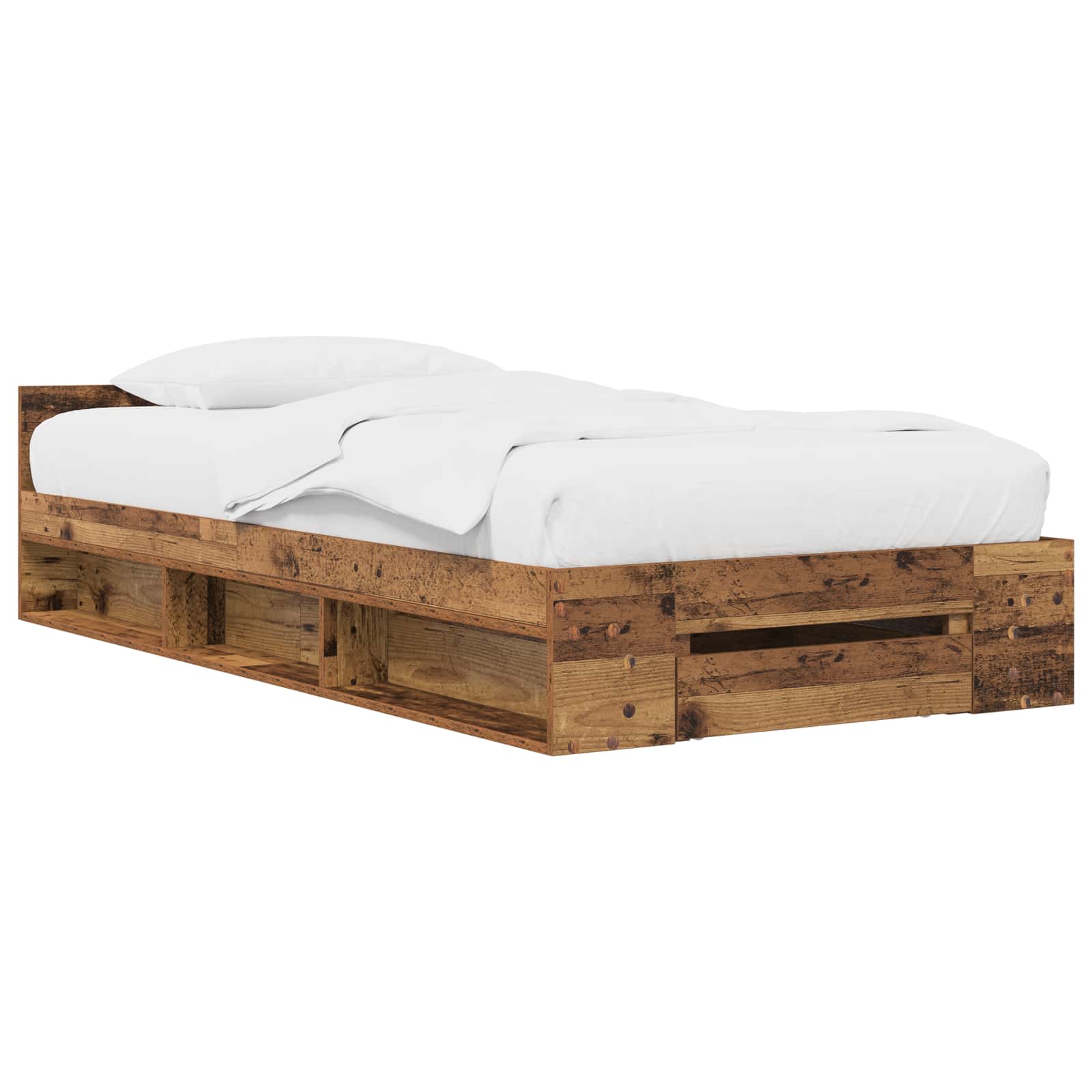 Cadre de lit avec rangement avec tiroir Bois ancien 80 x 200 cm