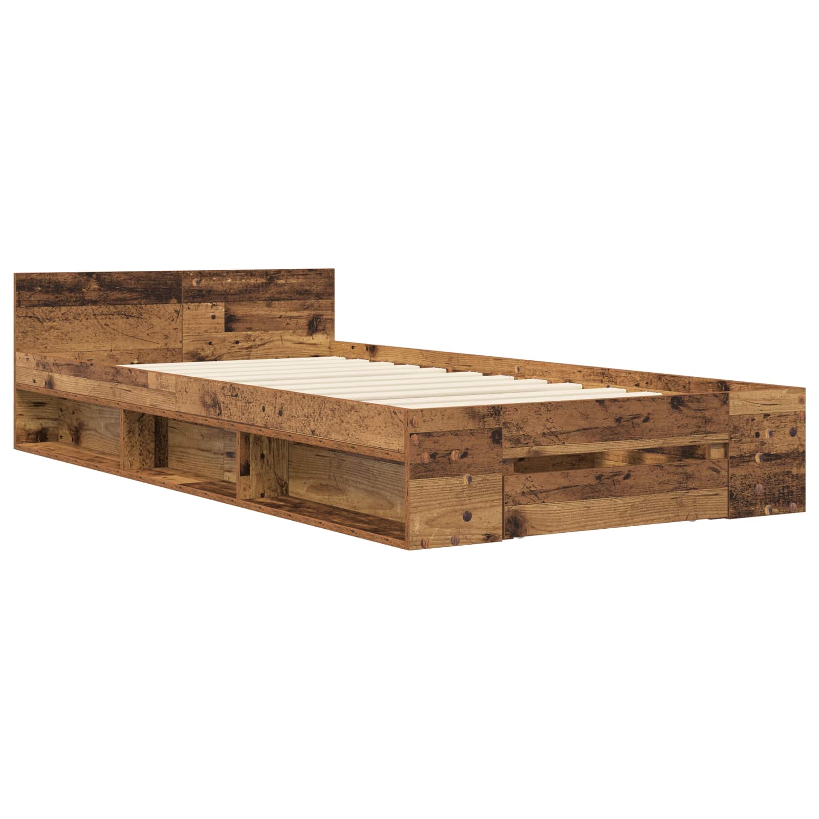 Cadre de lit avec rangement avec tiroir Bois ancien 80 x 200 cm