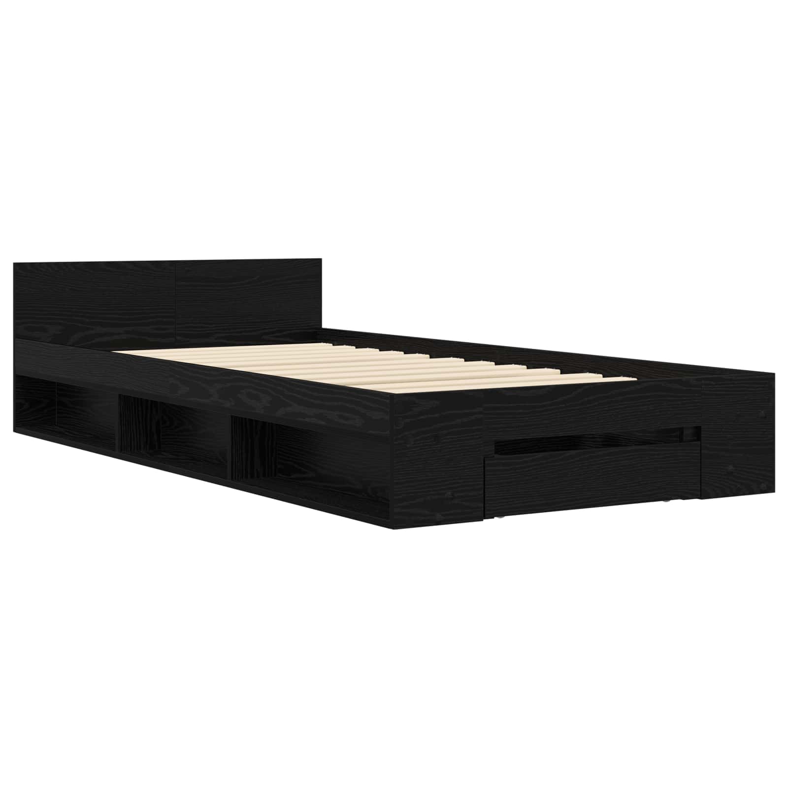Cadre de lit avec rangement avec tiroir Chêne noir 80 x 200 cm