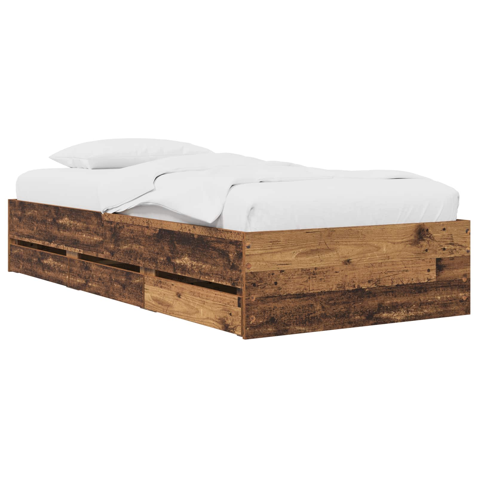 Cadre de lit avec rangement Bois ancien Bois d'ingénierie