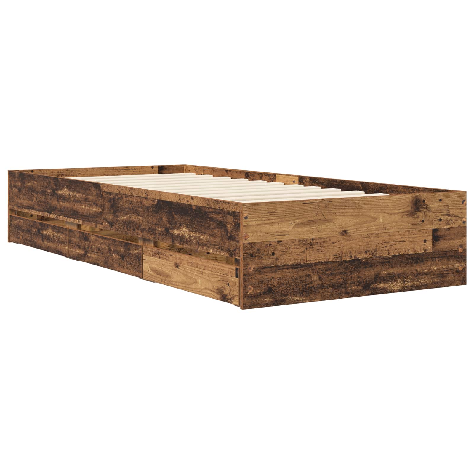 Cadre de lit avec rangement Bois ancien Bois d'ingénierie