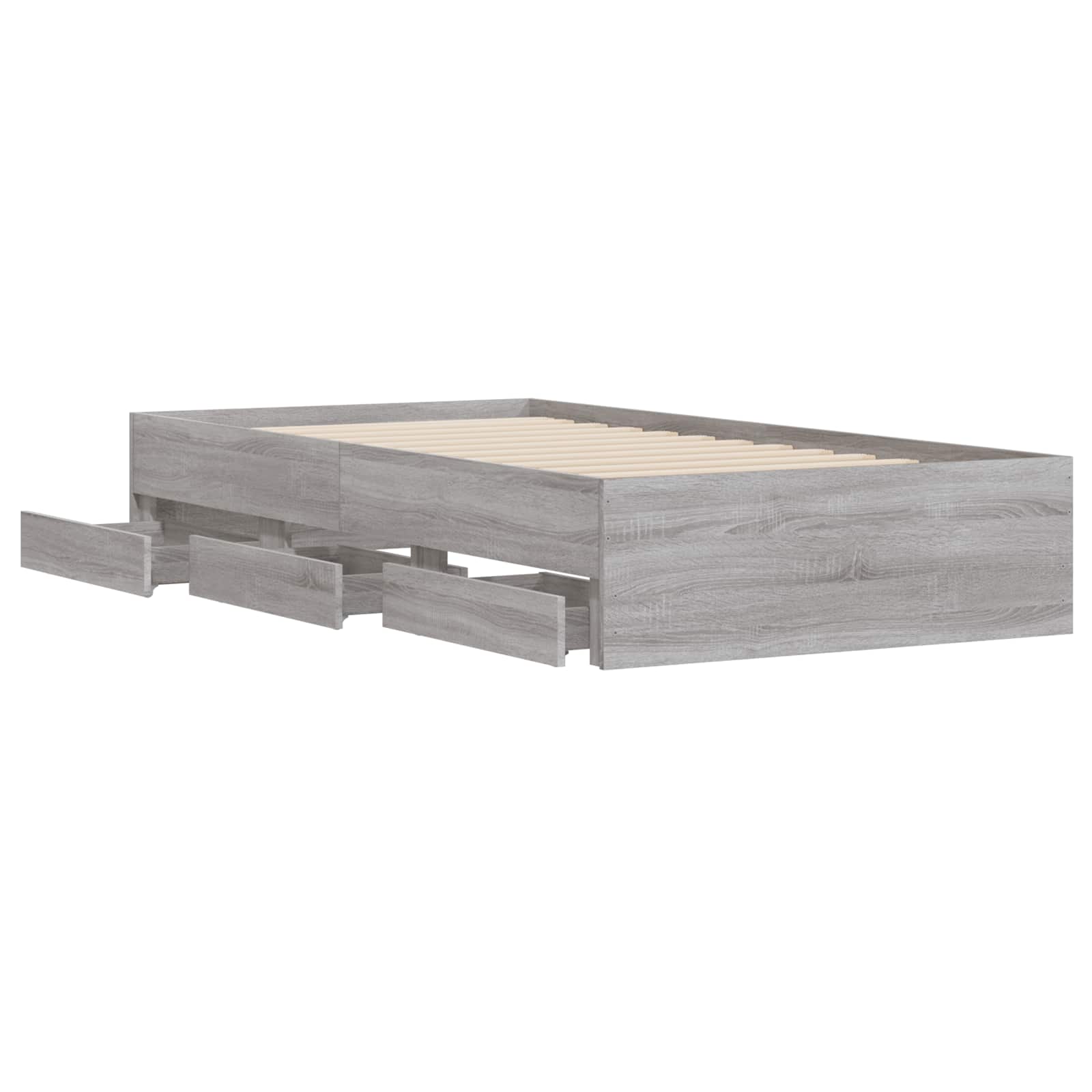 Cadre de lit avec rangement Gris béton Bois d'ingénierie