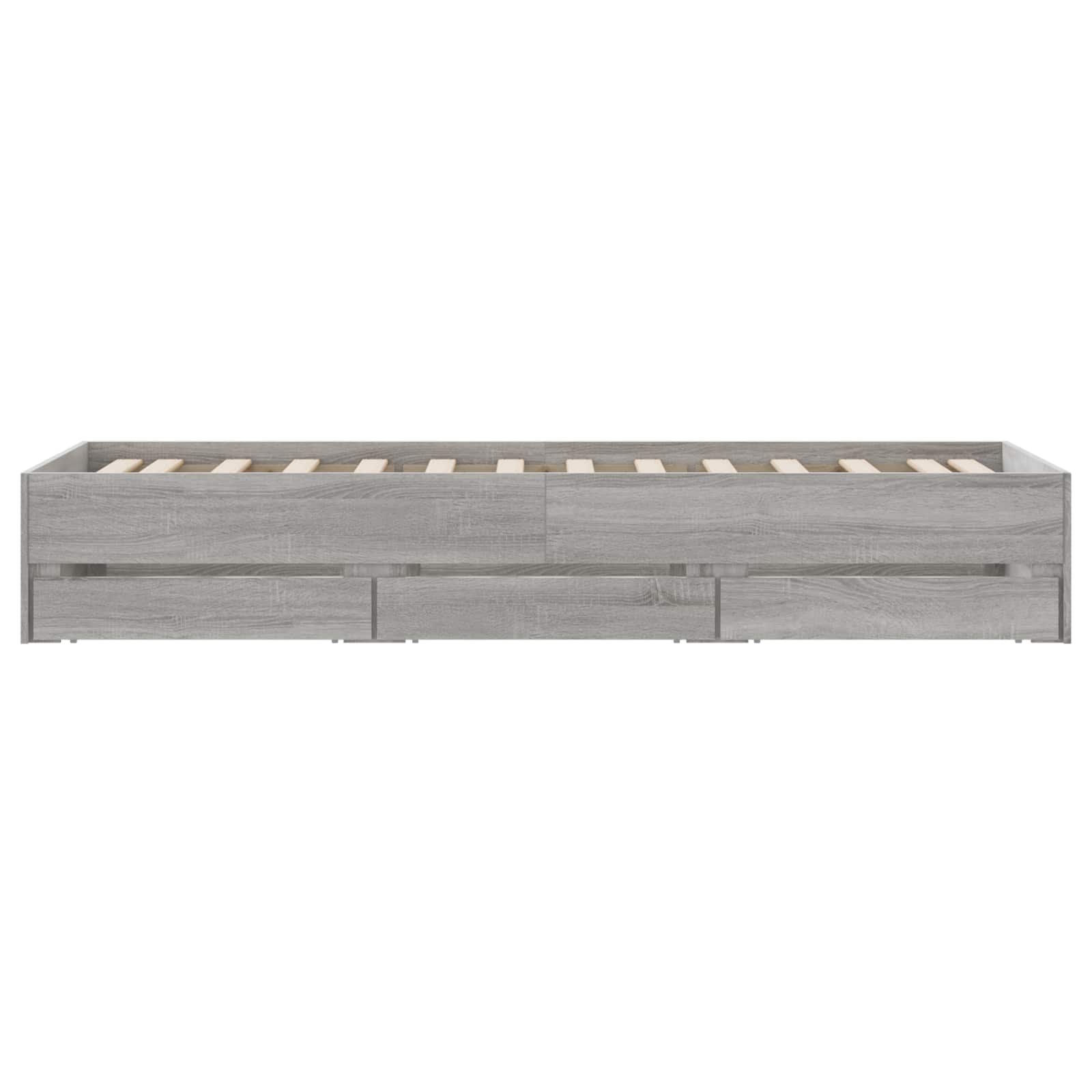 Cadre de lit avec rangement Gris béton Bois d'ingénierie