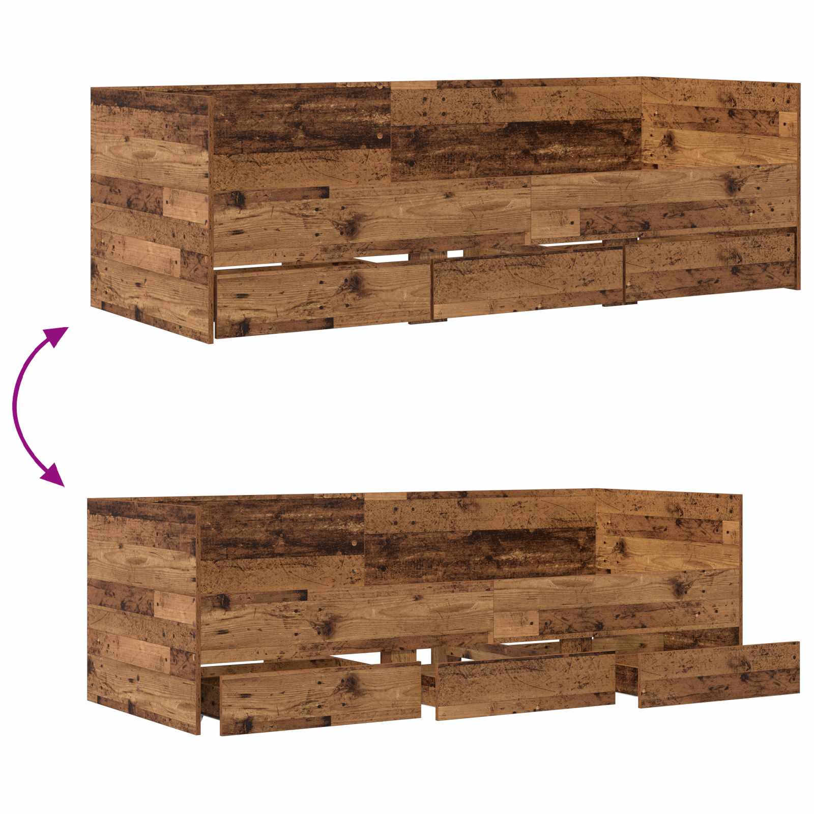 Lit d'appoint avec tiroir Bois ancien Bois d'ingénierie - XIOS