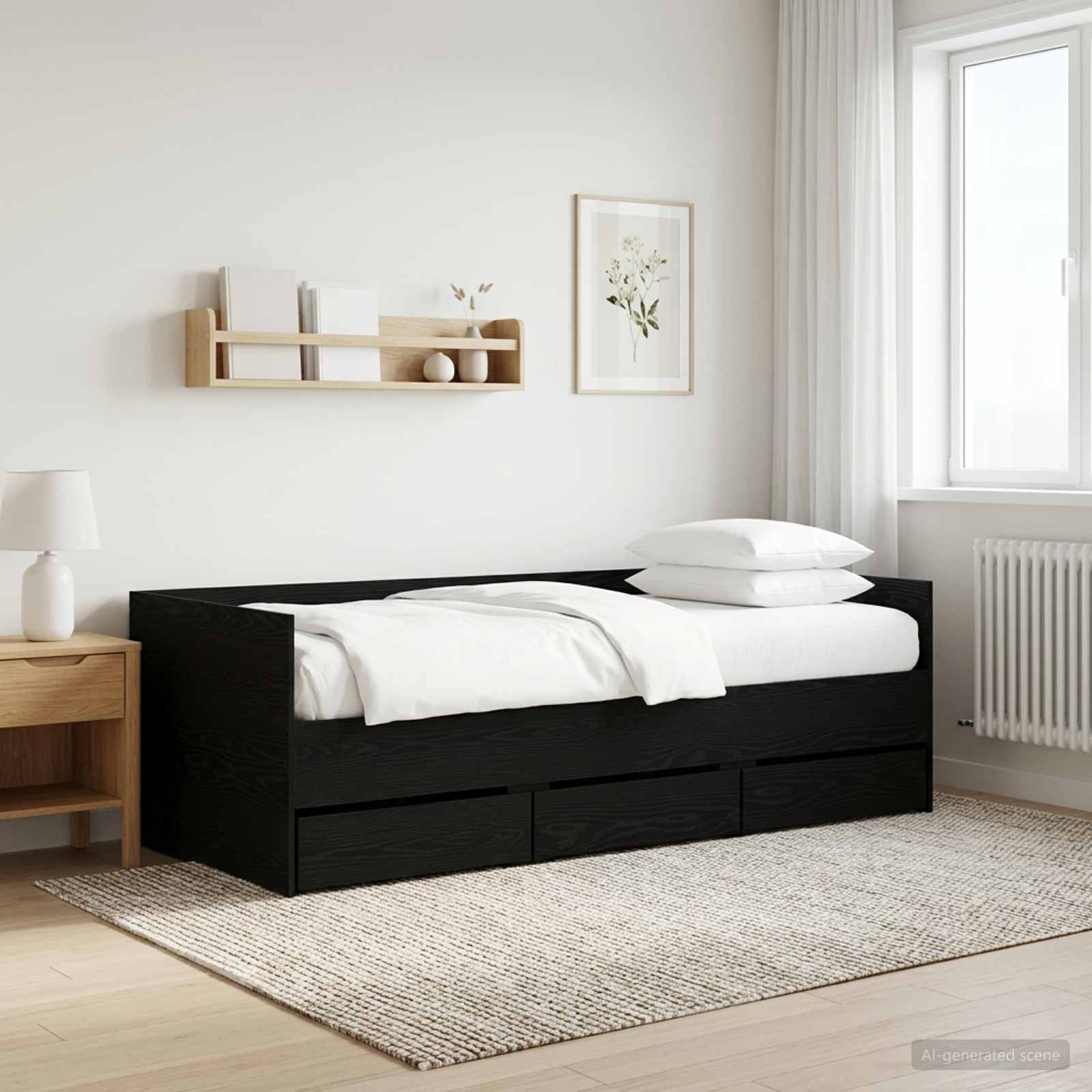 Lit d'appoint avec tiroir Chêne noir Bois d'ingénierie - XIOS