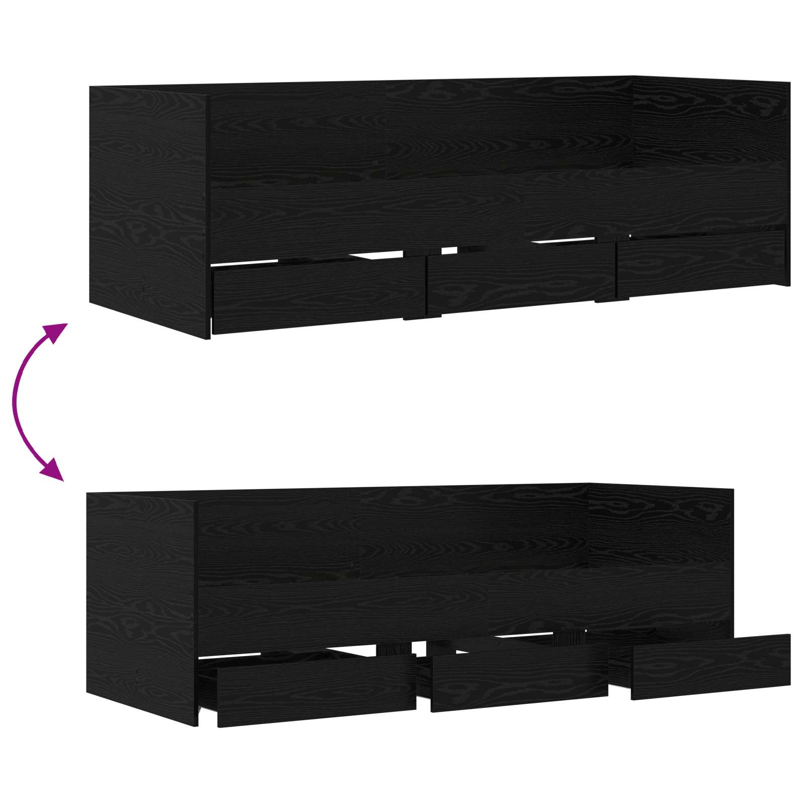 Lit d'appoint avec tiroir Chêne noir Bois d'ingénierie - XIOS