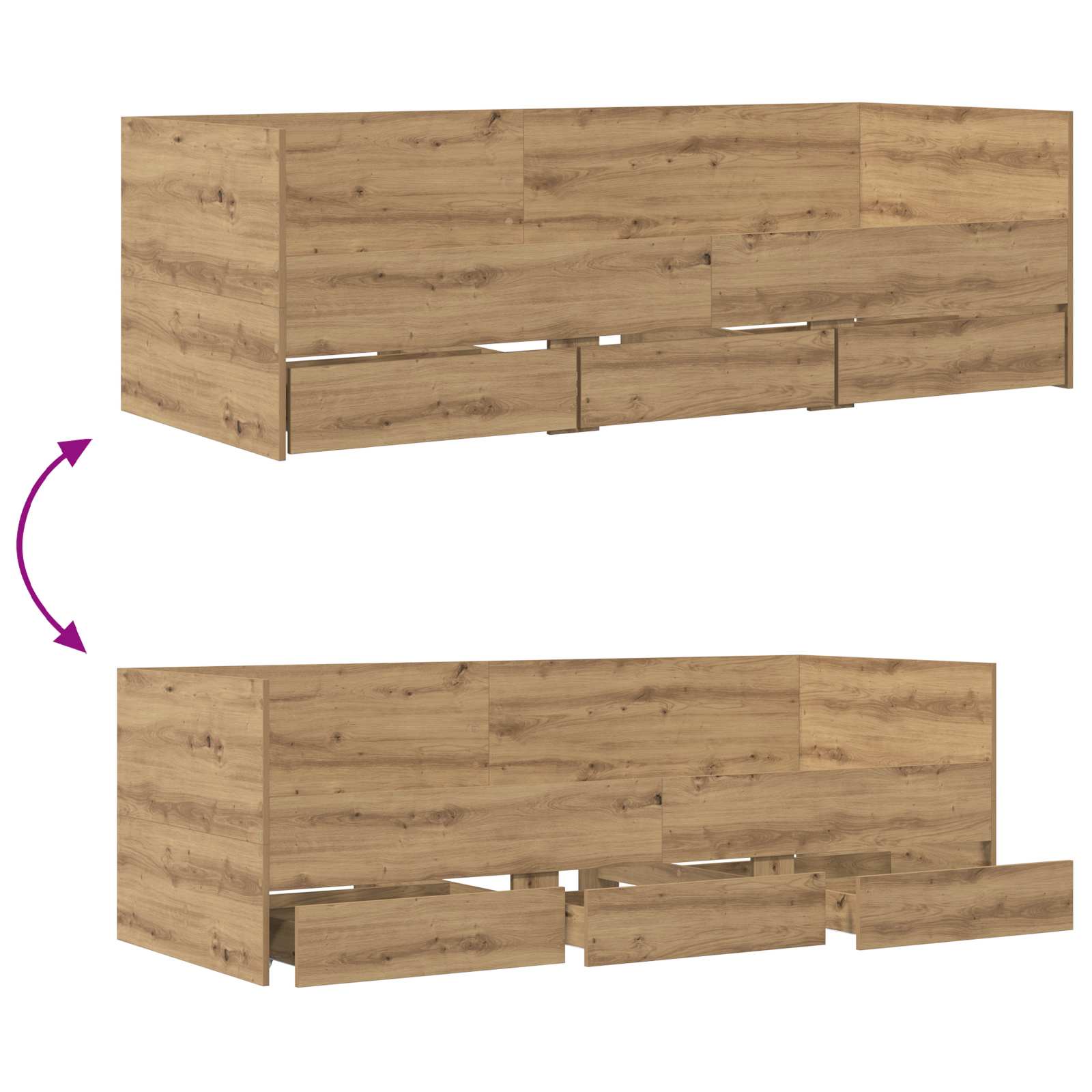 Lit d'appoint avec tiroir Chêne artisanal Bois d'ingénierie