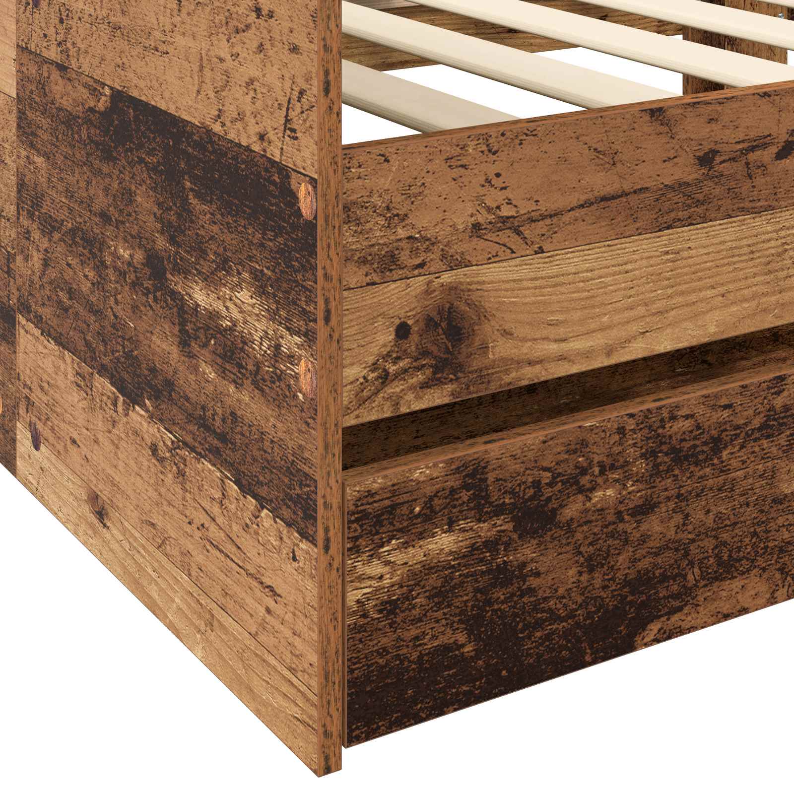 Lit d'appoint avec tiroir Bois ancien Bois d'ingénierie