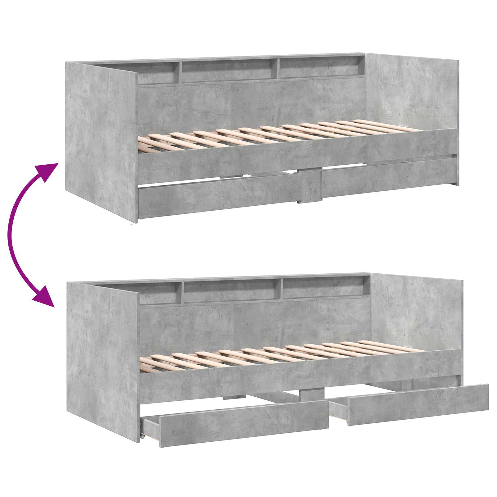 Lit d'appoint avec tiroir Gris béton Bois d'ingénierie - XIOS
