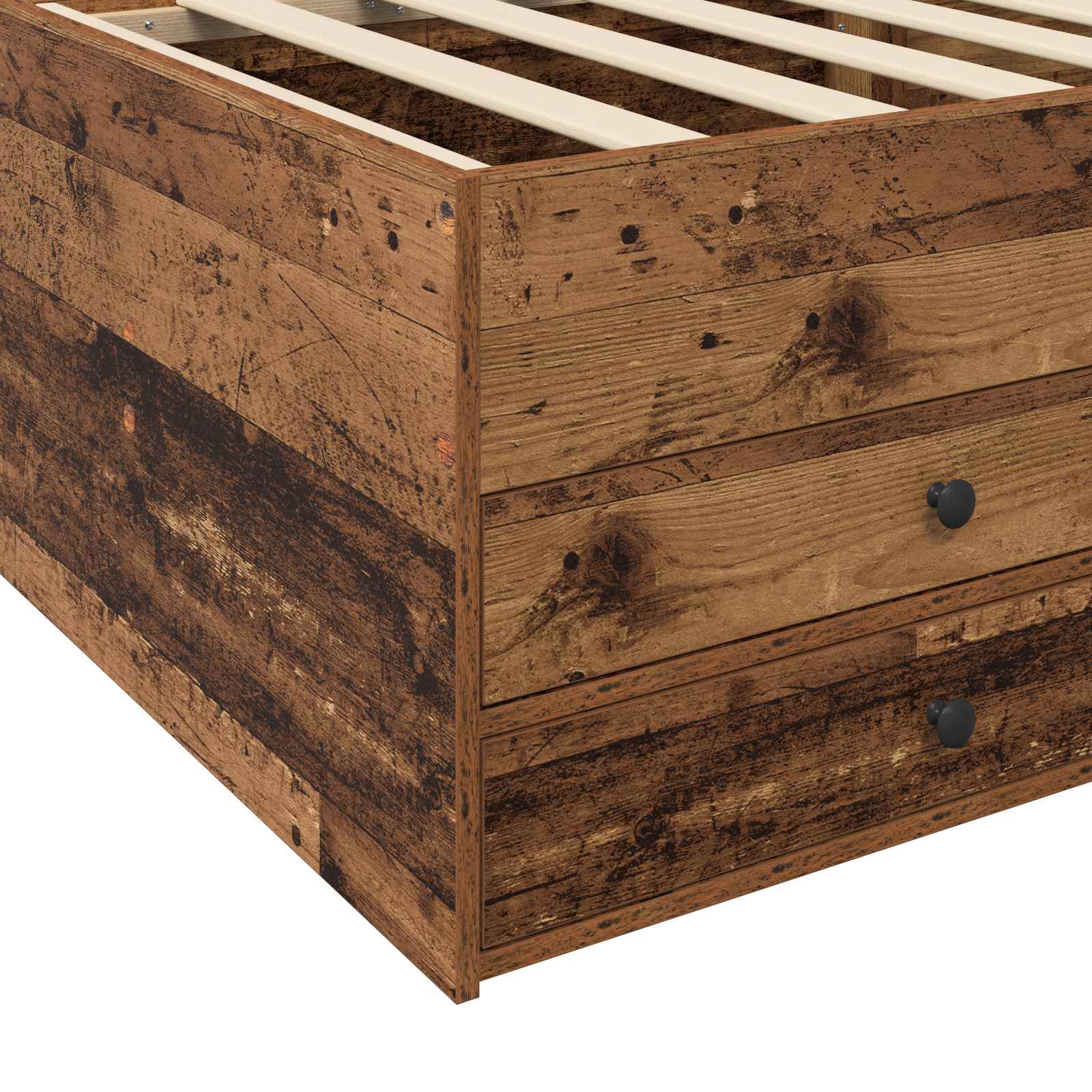 Cadre de lit avec rangement avec tiroir Bois ancien 80 x 200 cm