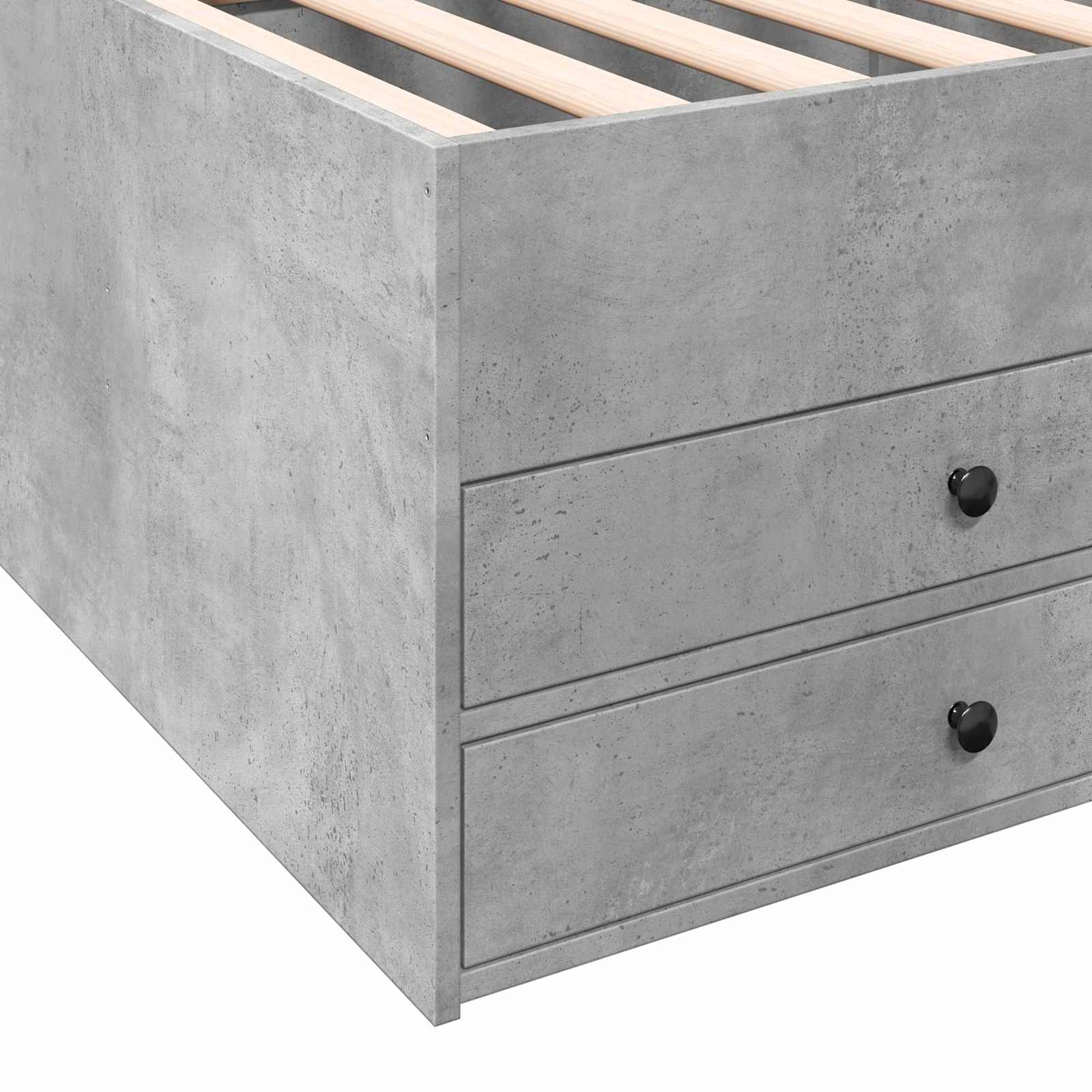 Cadre de lit avec rangement avec tiroir Gris béton 80 x 200 cm - XIOS