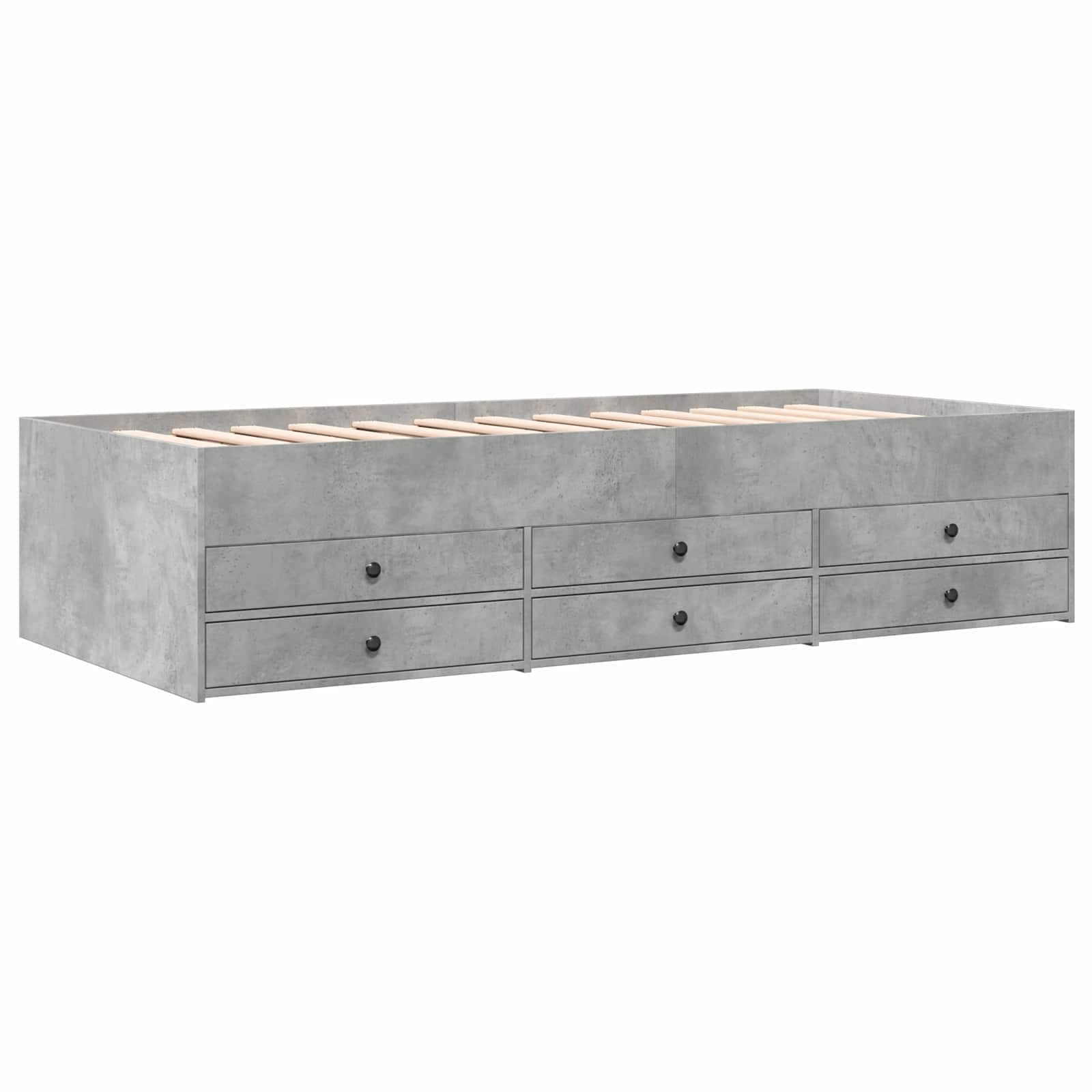Cadre de lit avec rangement avec tiroir Gris béton 80 x 200 cm - XIOS
