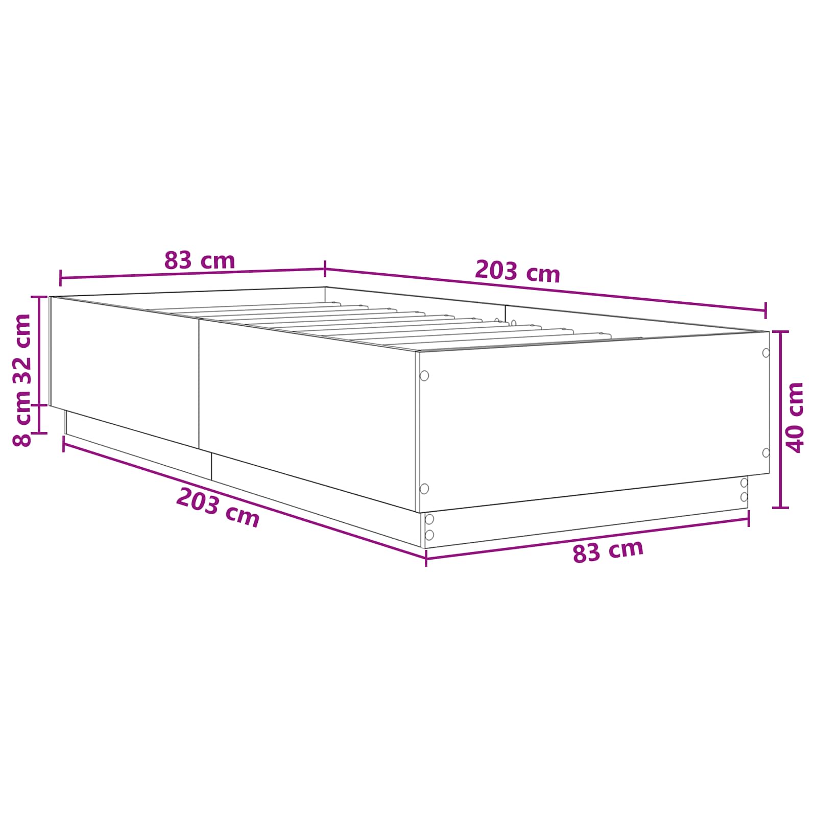 Cadre de lit Chêne Sonoma 80 x 200 cm Bois d'ingénierie - XIOS