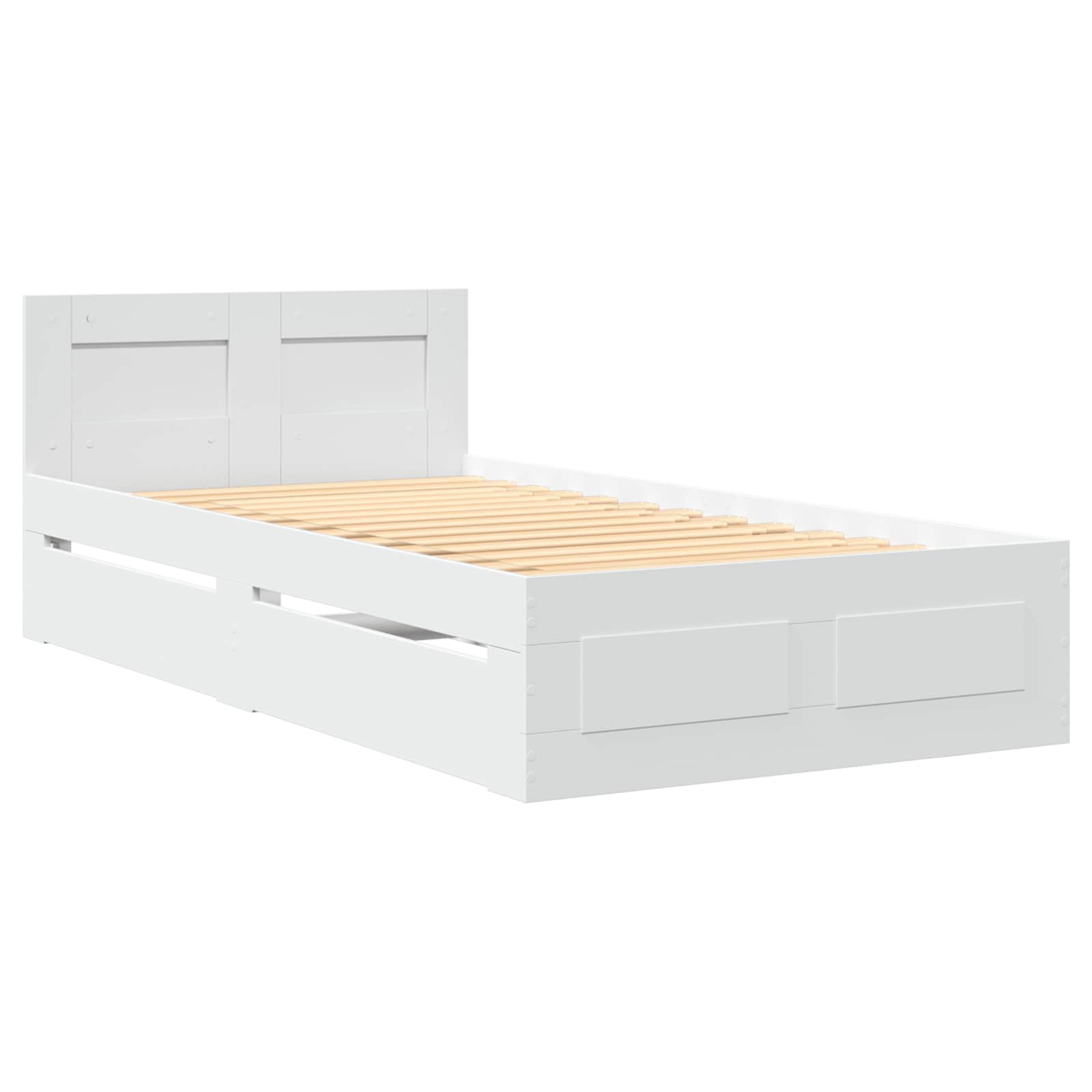 Cadre de lit avec tiroir 2 pc Blanc Bois d'ingénierie - XIOS
