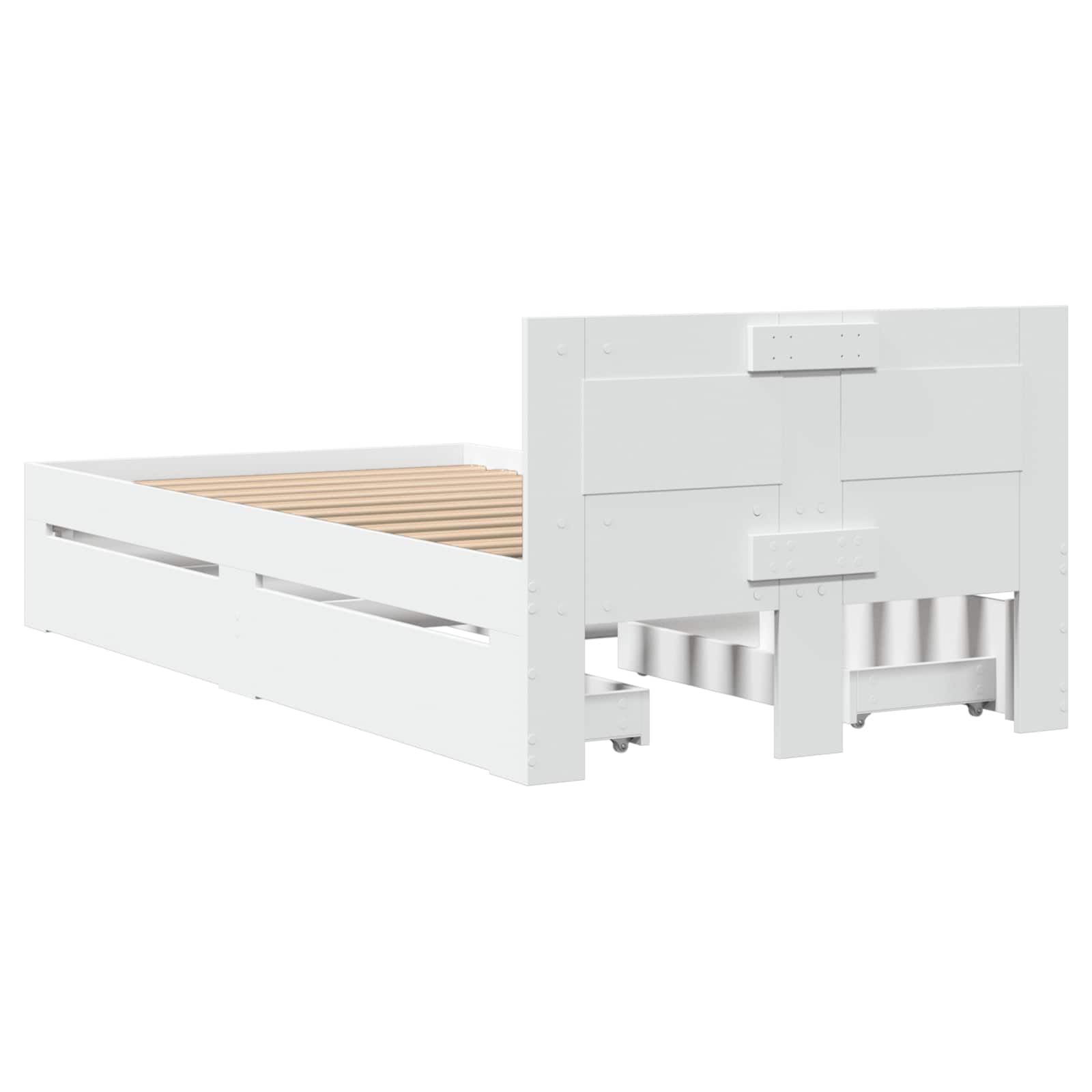 Cadre de lit avec tiroir 2 pc Blanc Bois d'ingénierie - XIOS