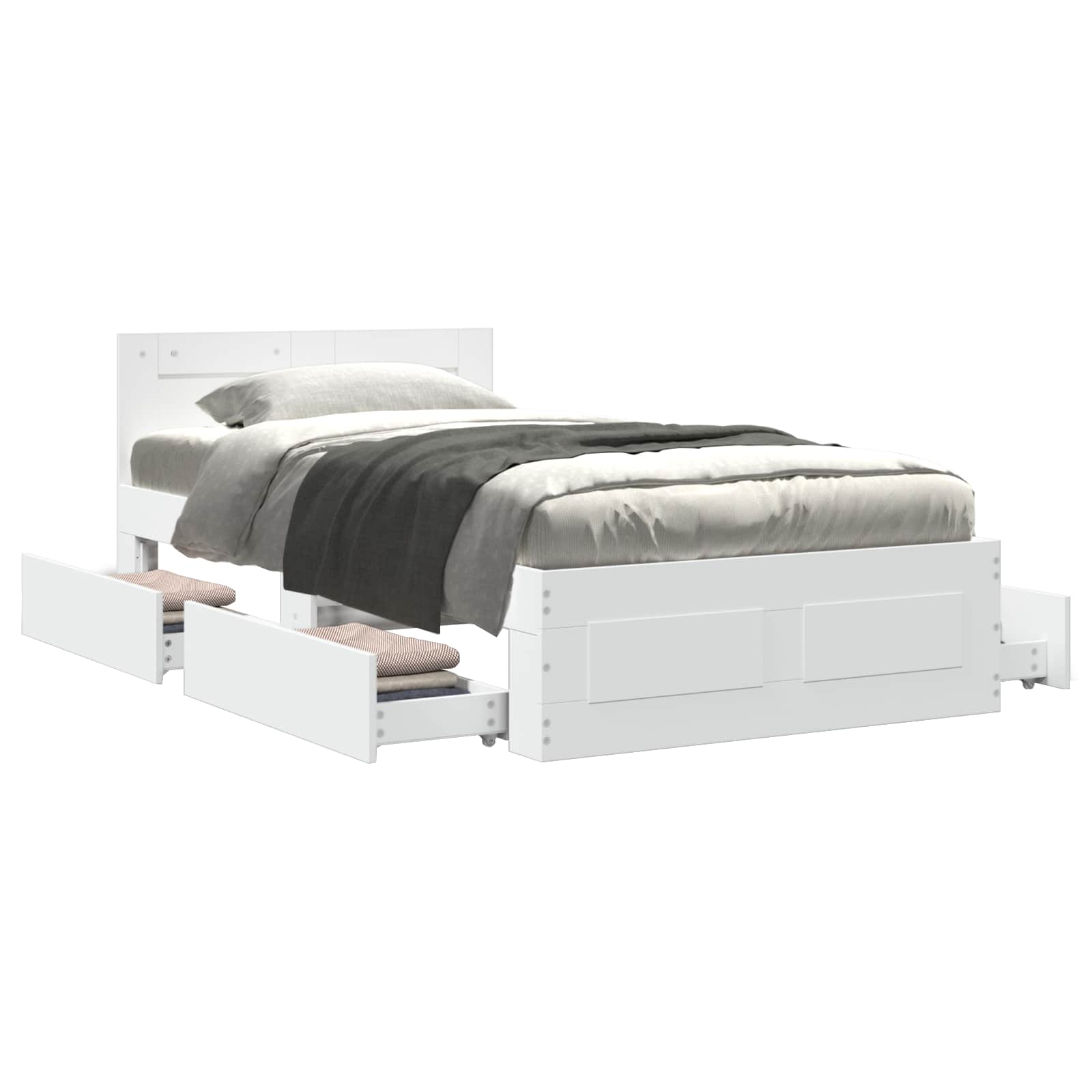 Cadre de lit avec tiroir 2 pc Blanc Bois d'ingénierie - XIOS