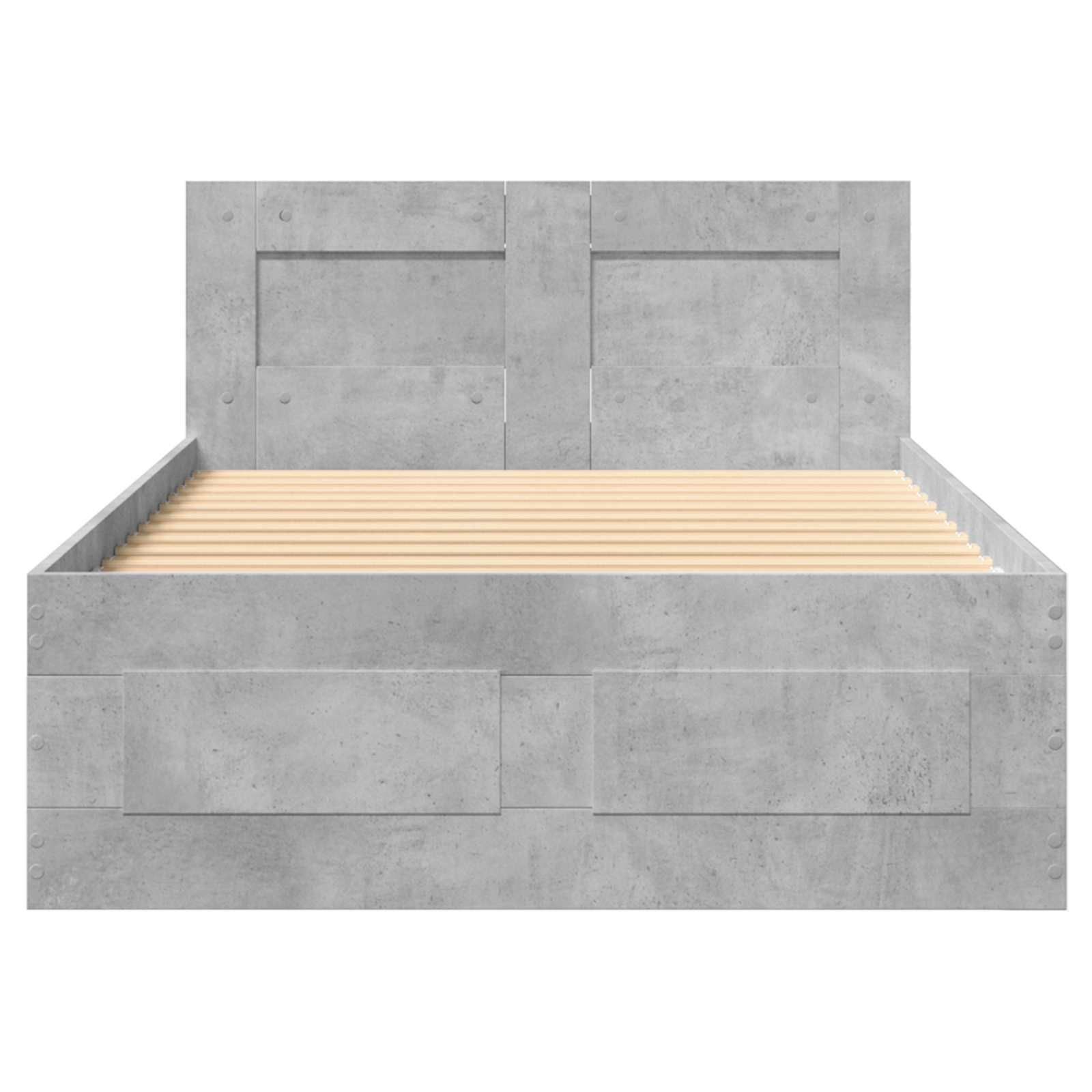 Cadre de lit avec tiroir 2 pc Gris béton Bois d'ingénierie