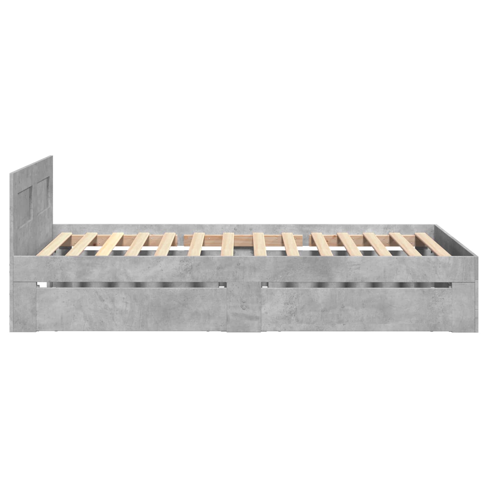 Cadre de lit avec tiroir 2 pc Gris béton Bois d'ingénierie