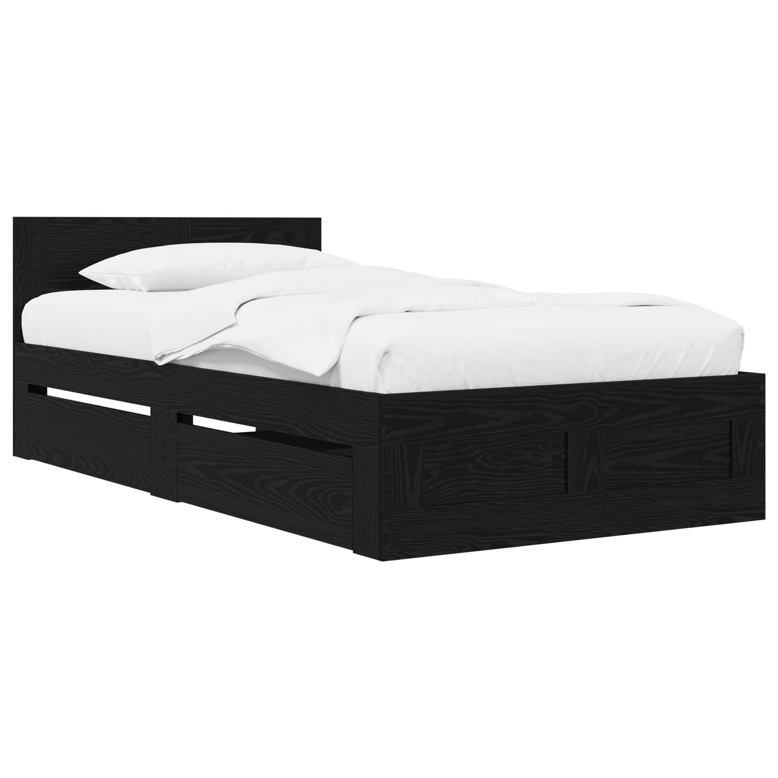 Cadre de lit avec tiroir 2 pc Chêne noir Bois d'ingénierie