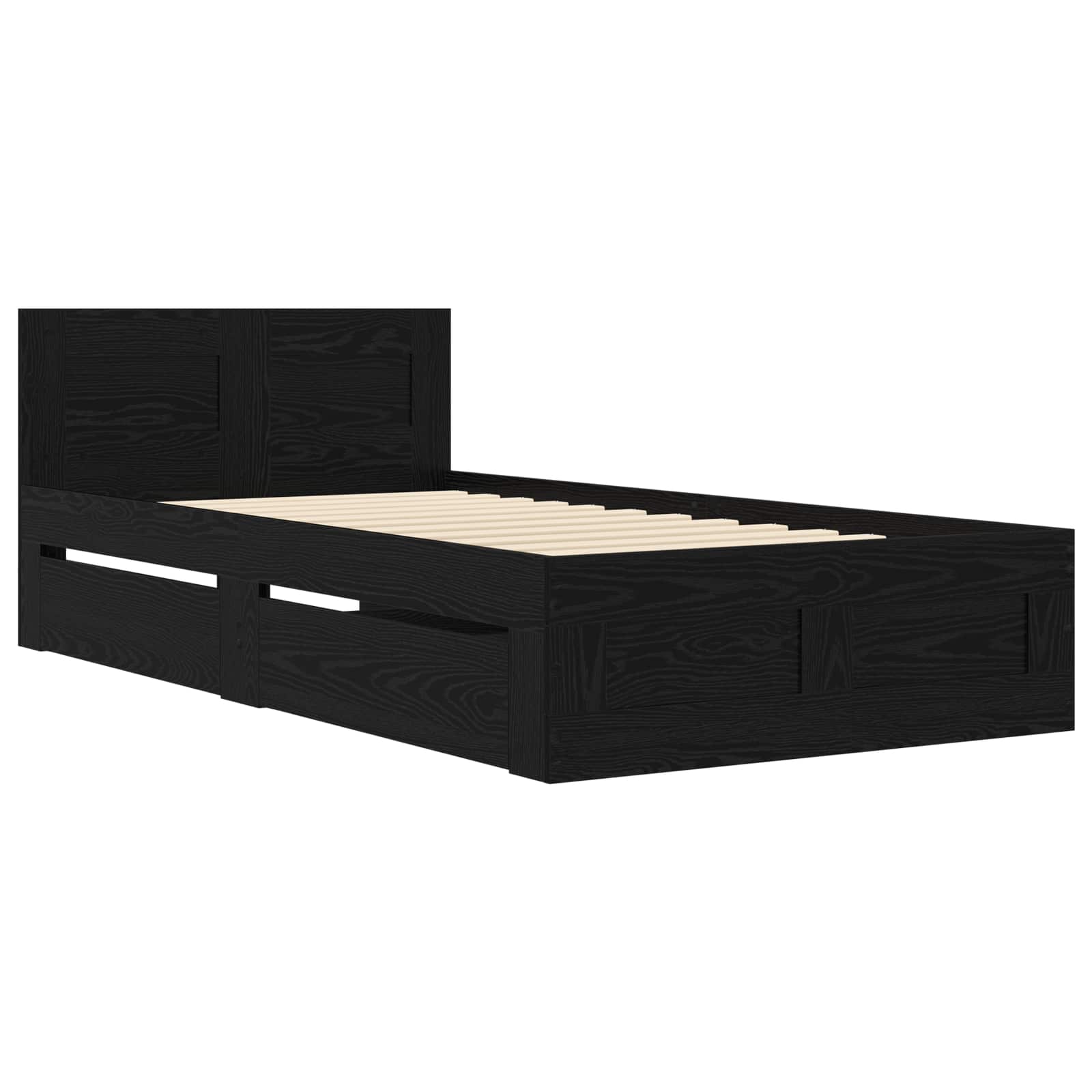 Cadre de lit avec tiroir 2 pc Chêne noir Bois d'ingénierie