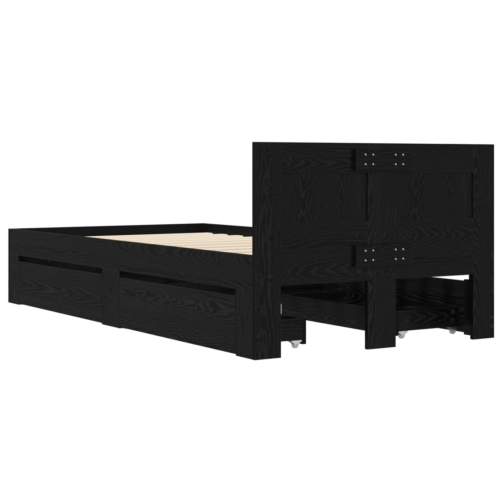Cadre de lit avec tiroir 2 pc Chêne noir Bois d'ingénierie