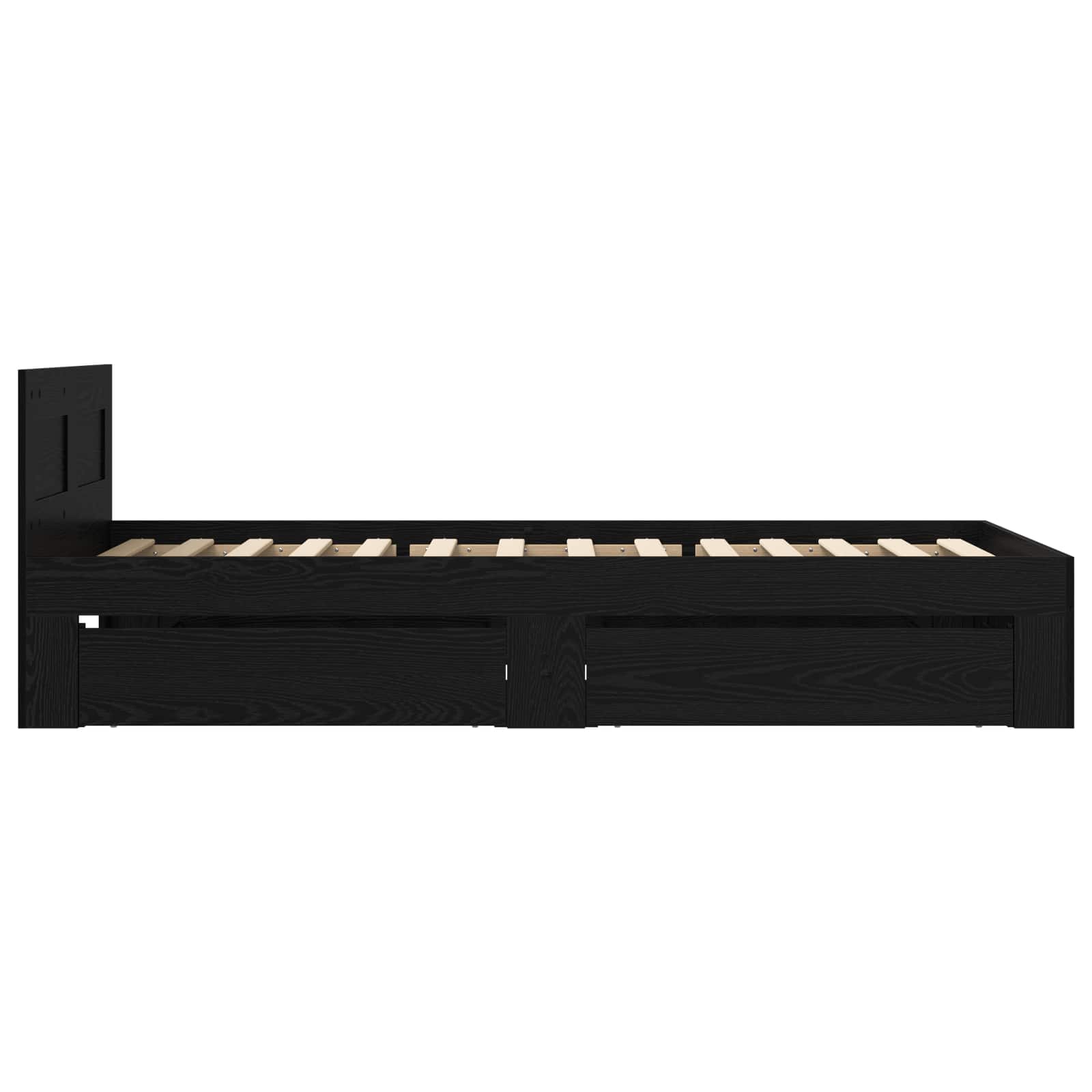 Cadre de lit avec tiroir 2 pc Chêne noir Bois d'ingénierie
