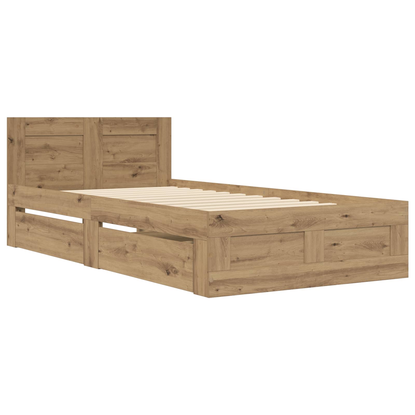 Cadre de lit avec tiroir 2 pc Chêne artisanal Bois d'ingénierie