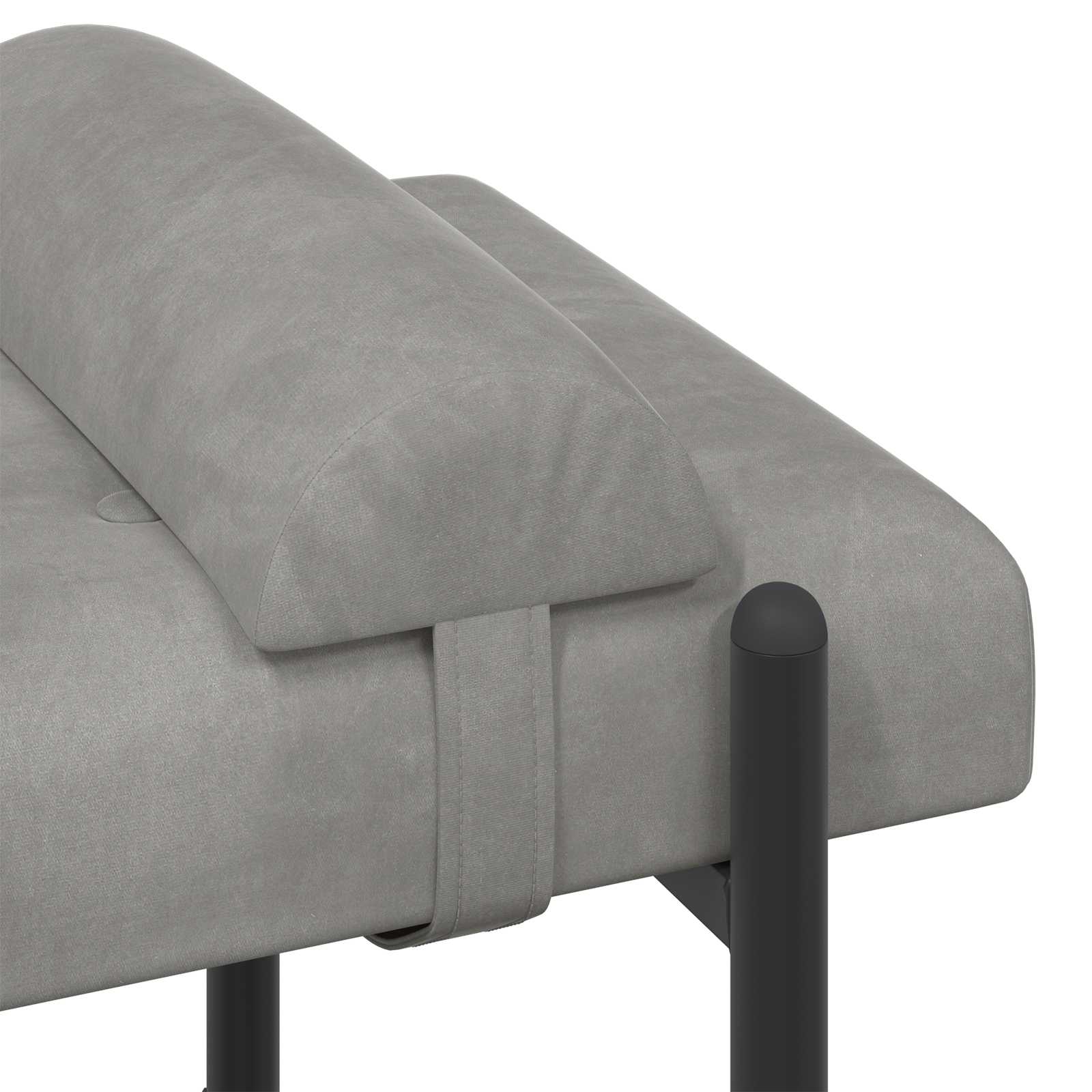 Banc capitonné à boutons avec coussins Gris clair Velours - XIOS
