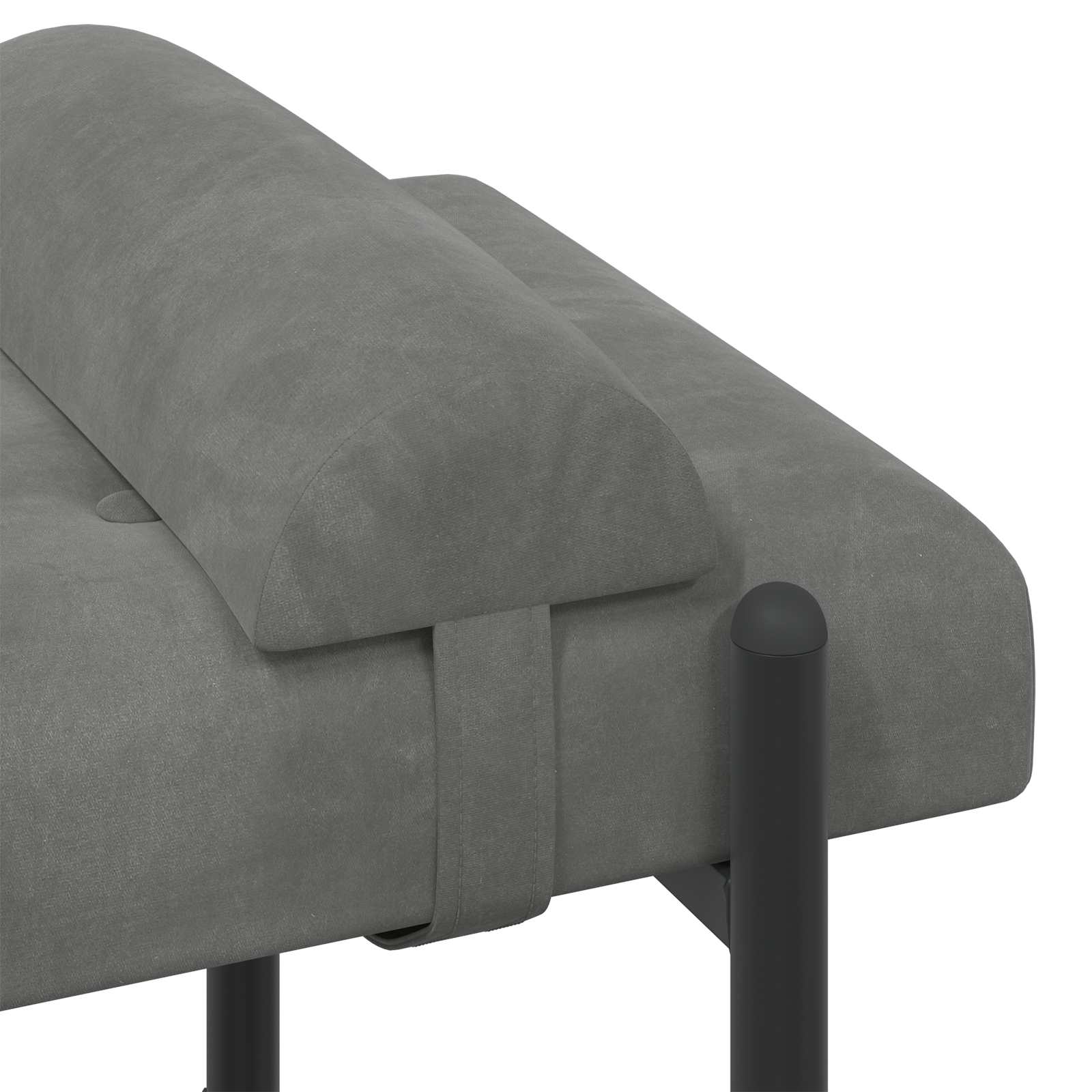 Banc capitonné à boutons avec coussins Gris foncé Velours - XIOS
