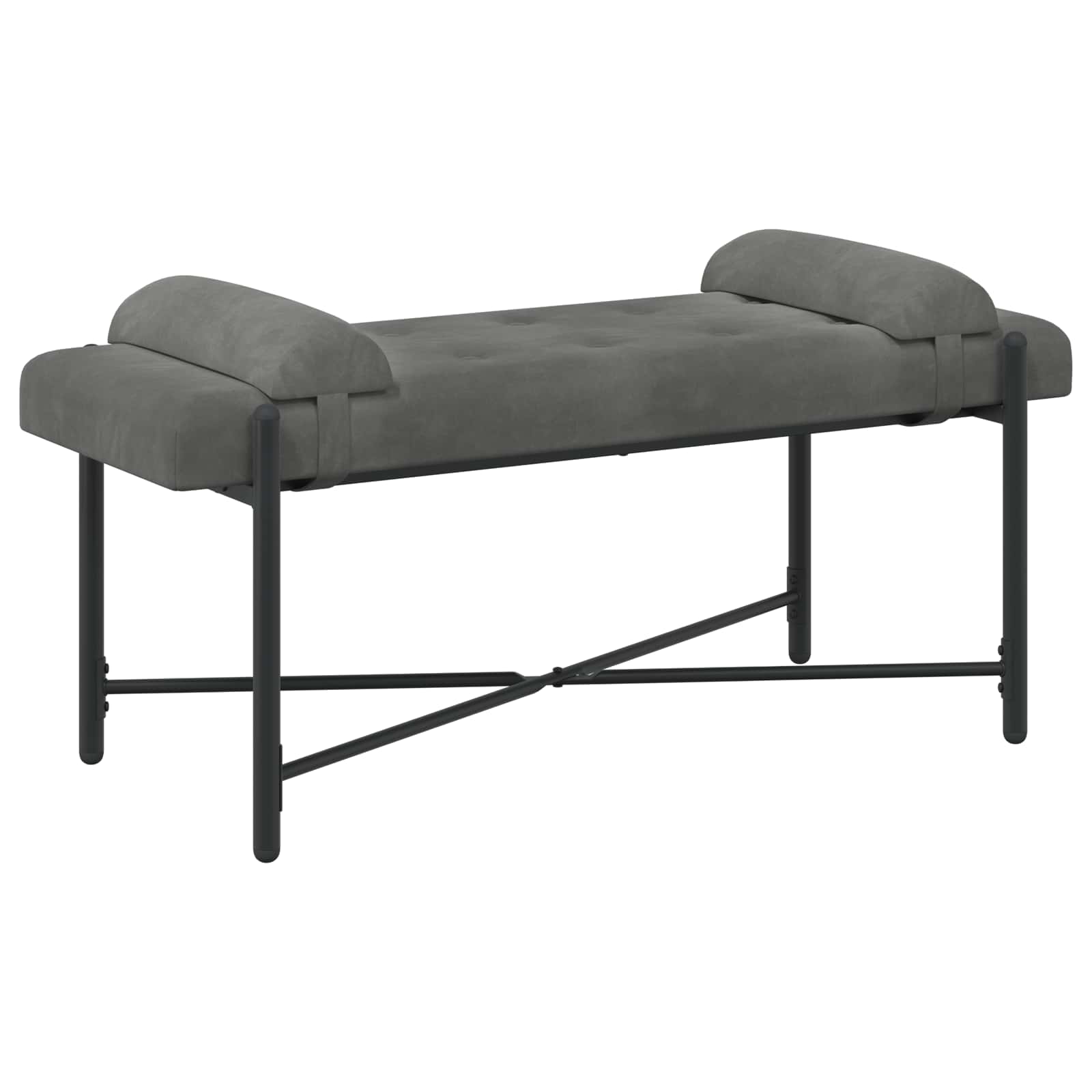 Banc capitonné à boutons avec coussins Gris foncé Velours - XIOS