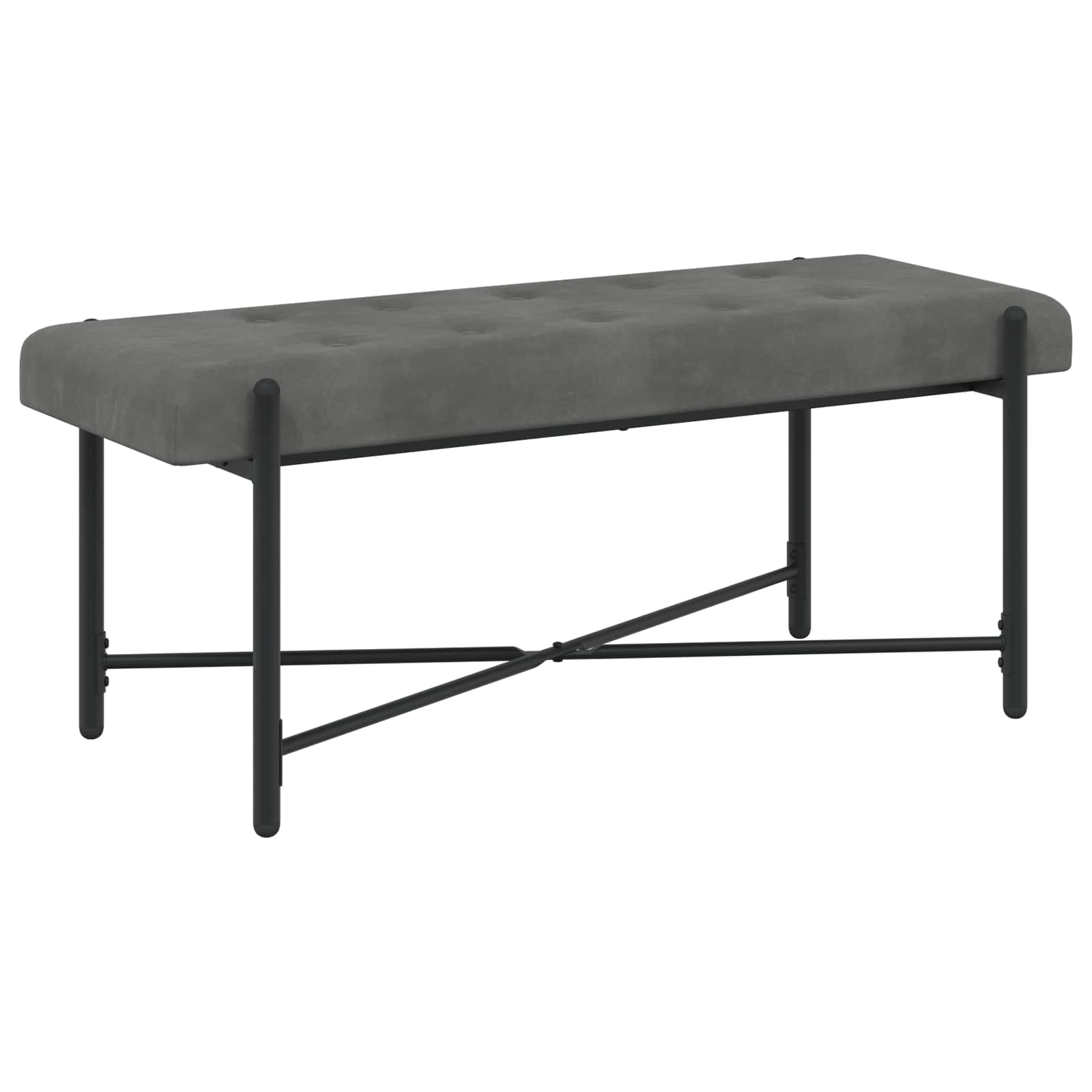 Banc capitonné à boutons avec coussins Gris foncé Velours - XIOS