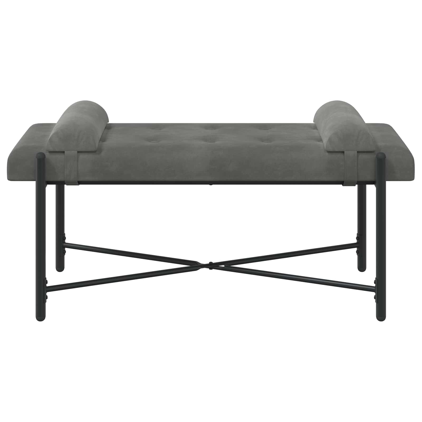 Banc capitonné à boutons avec coussins Gris foncé Velours - XIOS