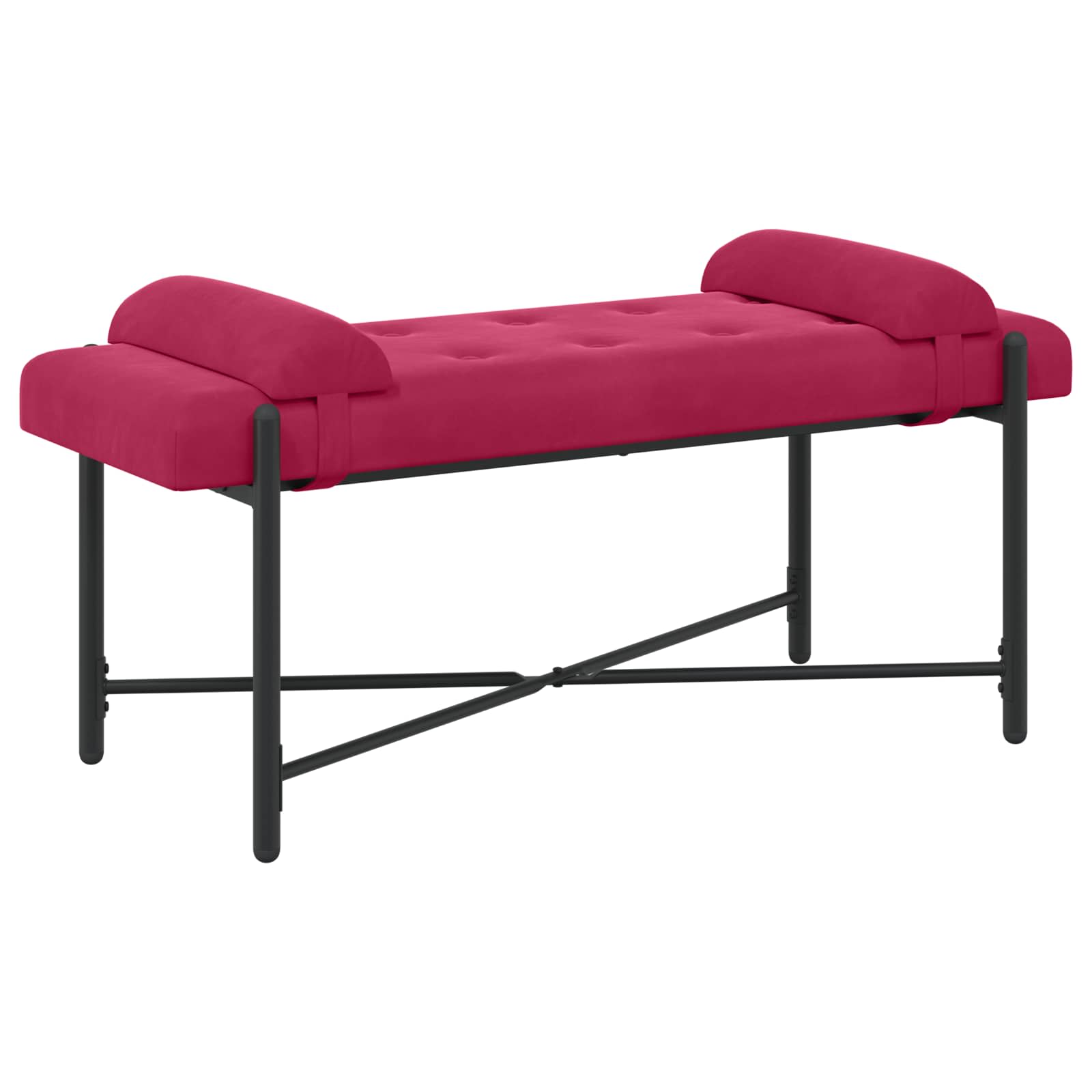 Banc capitonné à boutons avec coussins Bordeaux Velours - XIOS