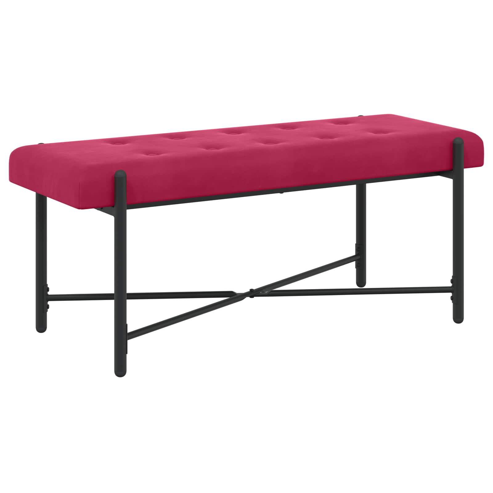 Banc capitonné à boutons avec coussins Bordeaux Velours - XIOS