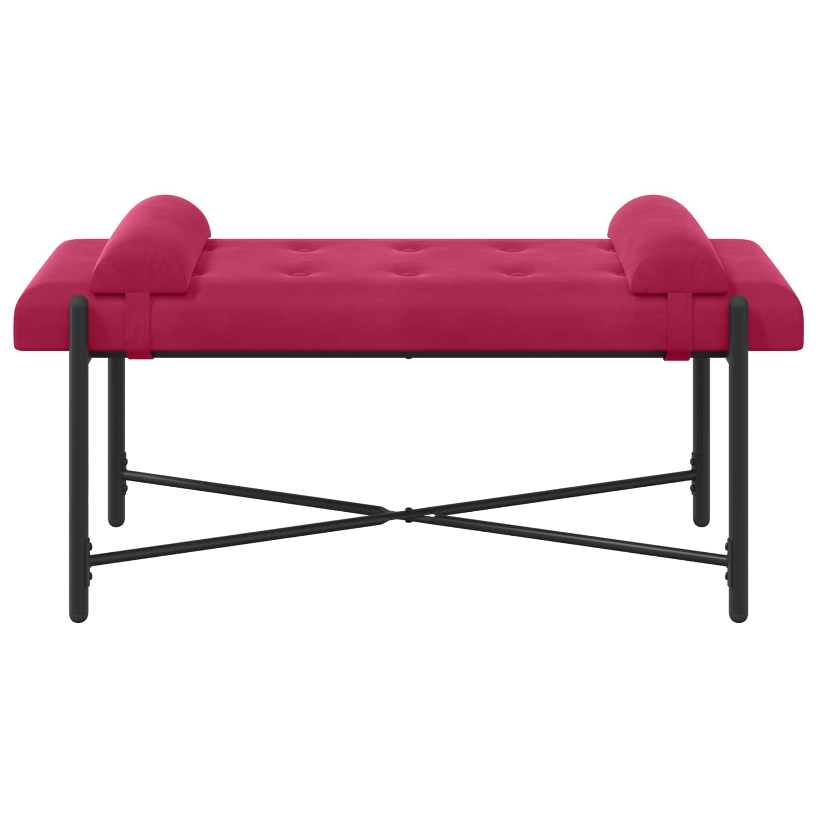 Banc capitonné à boutons avec coussins Bordeaux Velours - XIOS