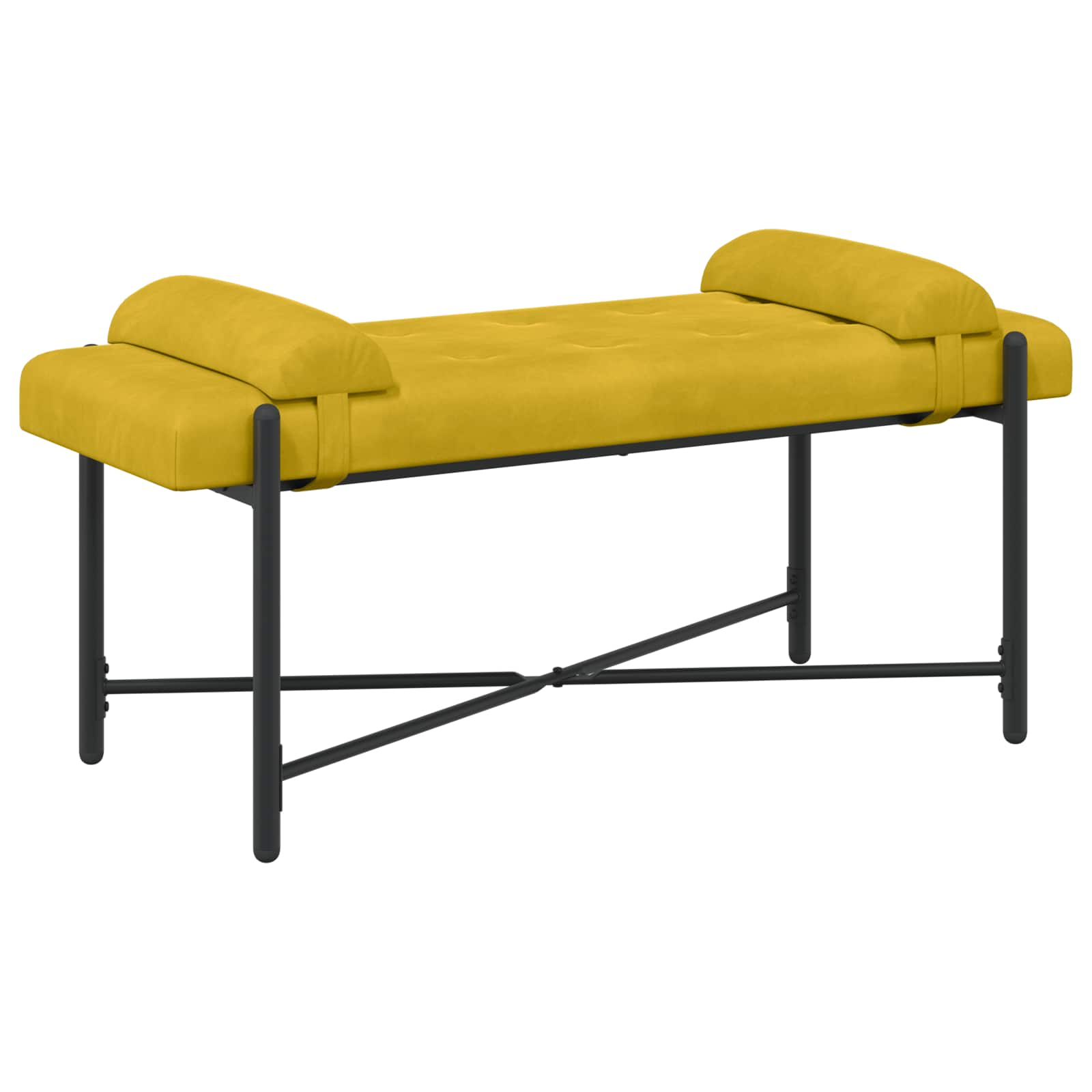Banc capitonné à boutons avec coussins Jaune 110 x 40 x 46 cm - XIOS